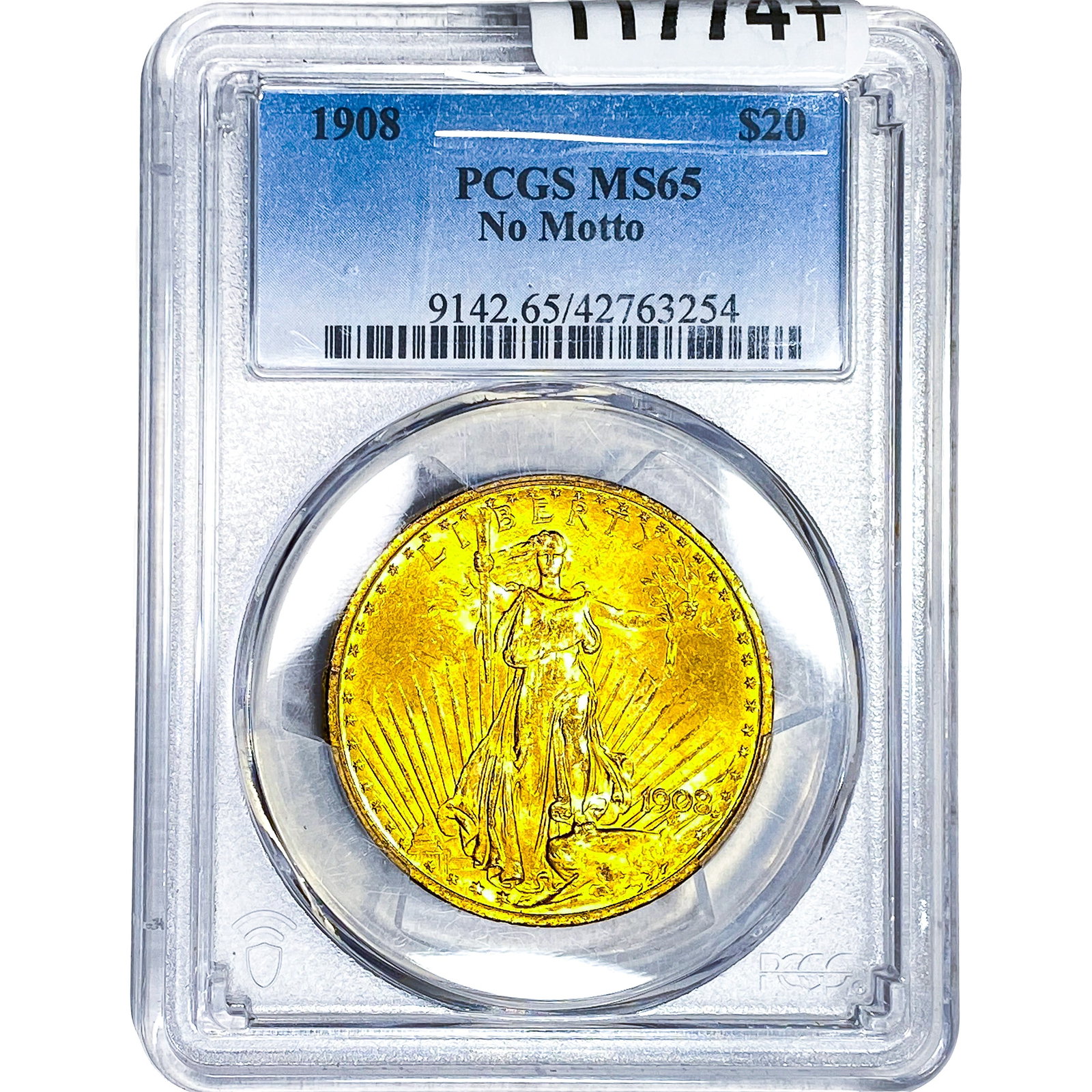 1908 $20 Gold Double Eagle PCGS MS65 No Motto: 1908 $20 Gold Double Eagle PCGS MS65 No Motto