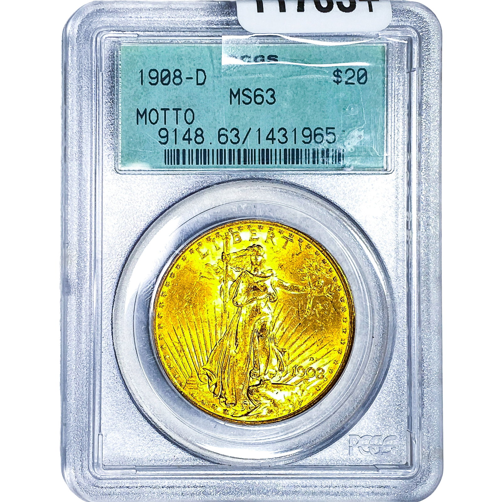 1908-D $20 Gold Double Eagle PCGS MS63 Motto (1 of 4)