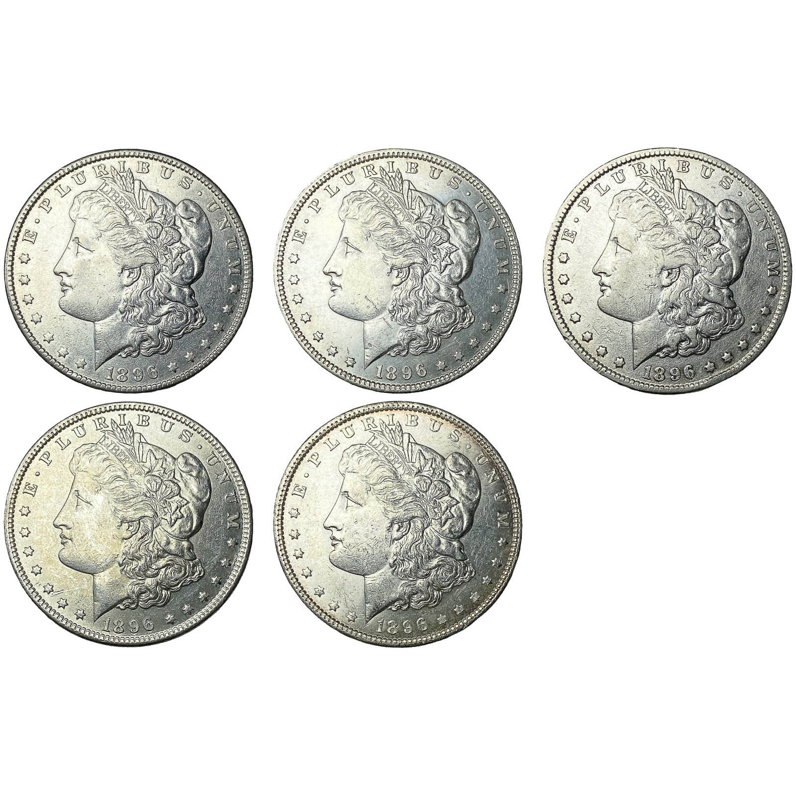 [5 Coins] 1896 Morgan Silver Dollar (1 of 2)