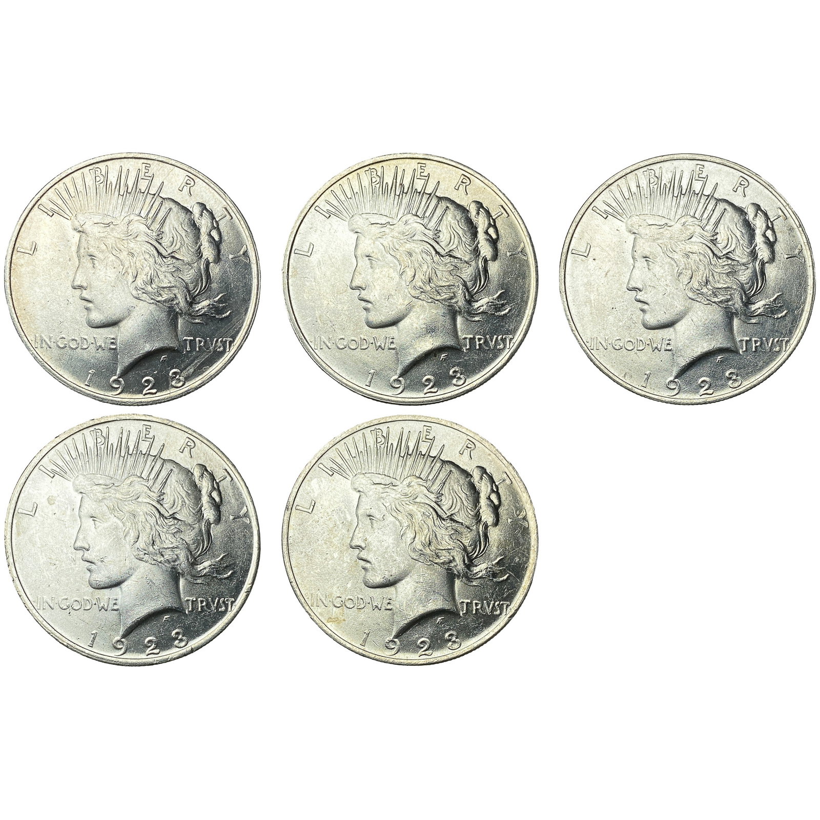 [5 Coins] 1923 Silver Peace Dollar (1 of 2)