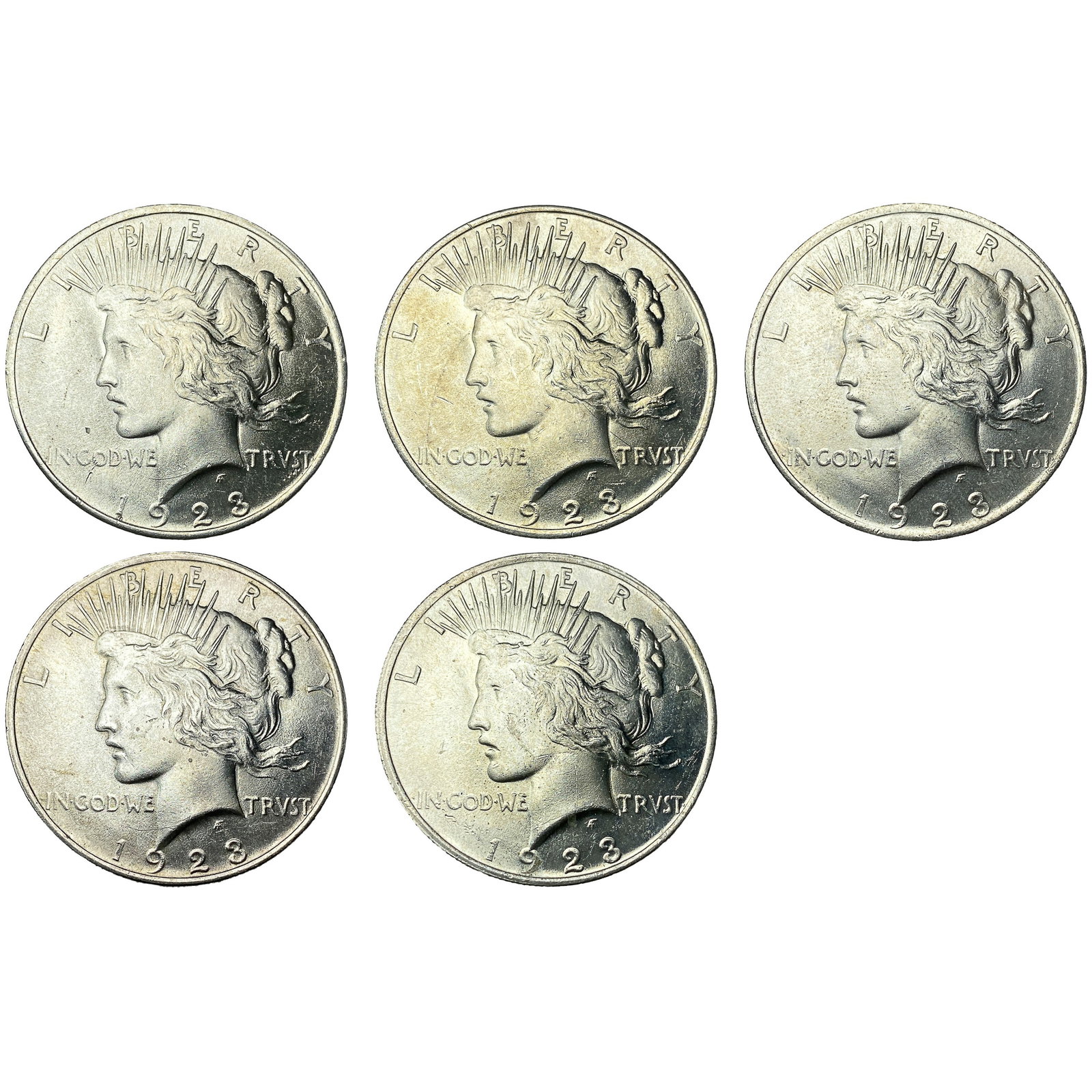 [5 Coins] 1923 Silver Peace Dollar (1 of 2)