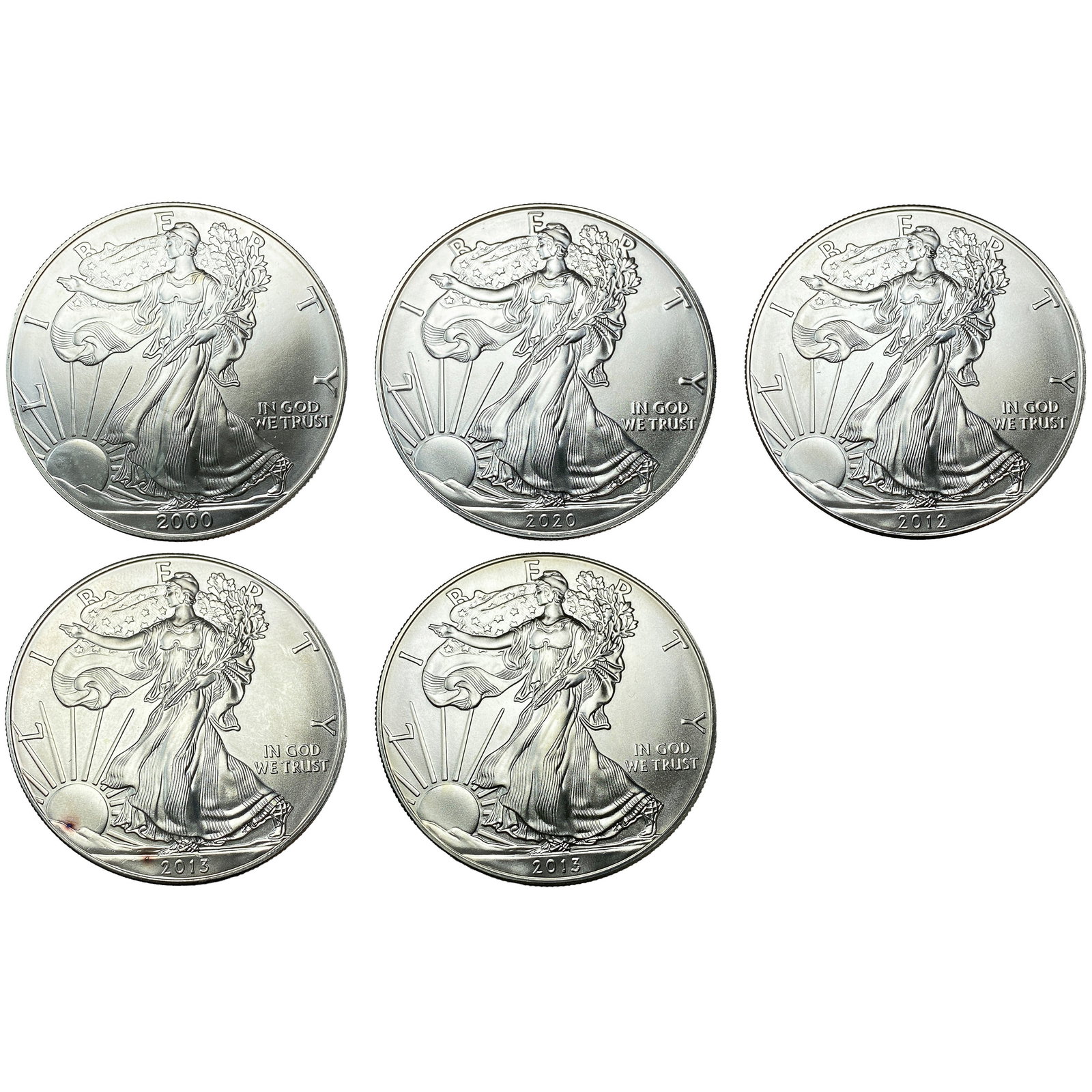 [5 Coins] 2000-2020 Silver Eagle (1 of 2)