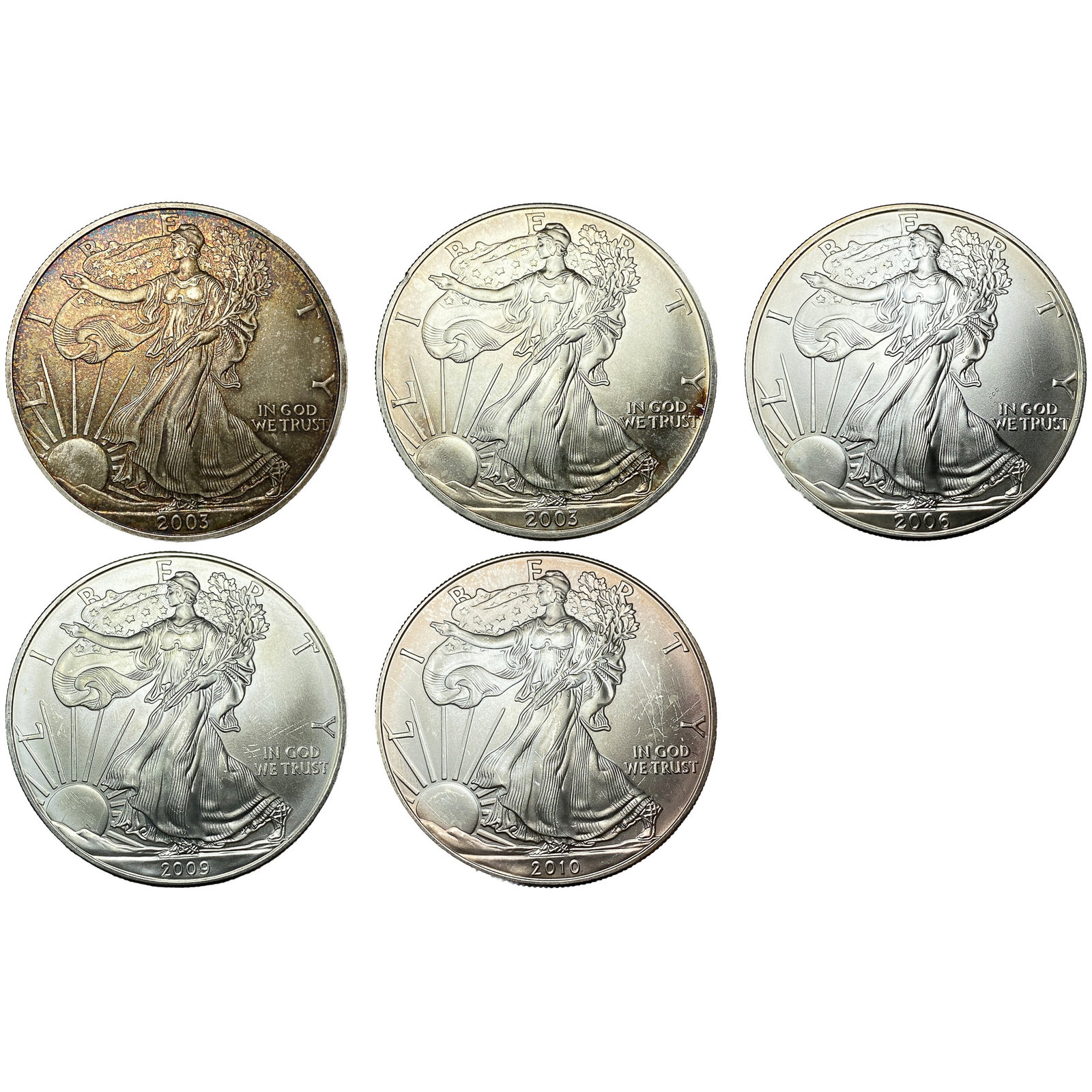 [5 Coins] 2003-2010 Silver Eagle (1 of 2)