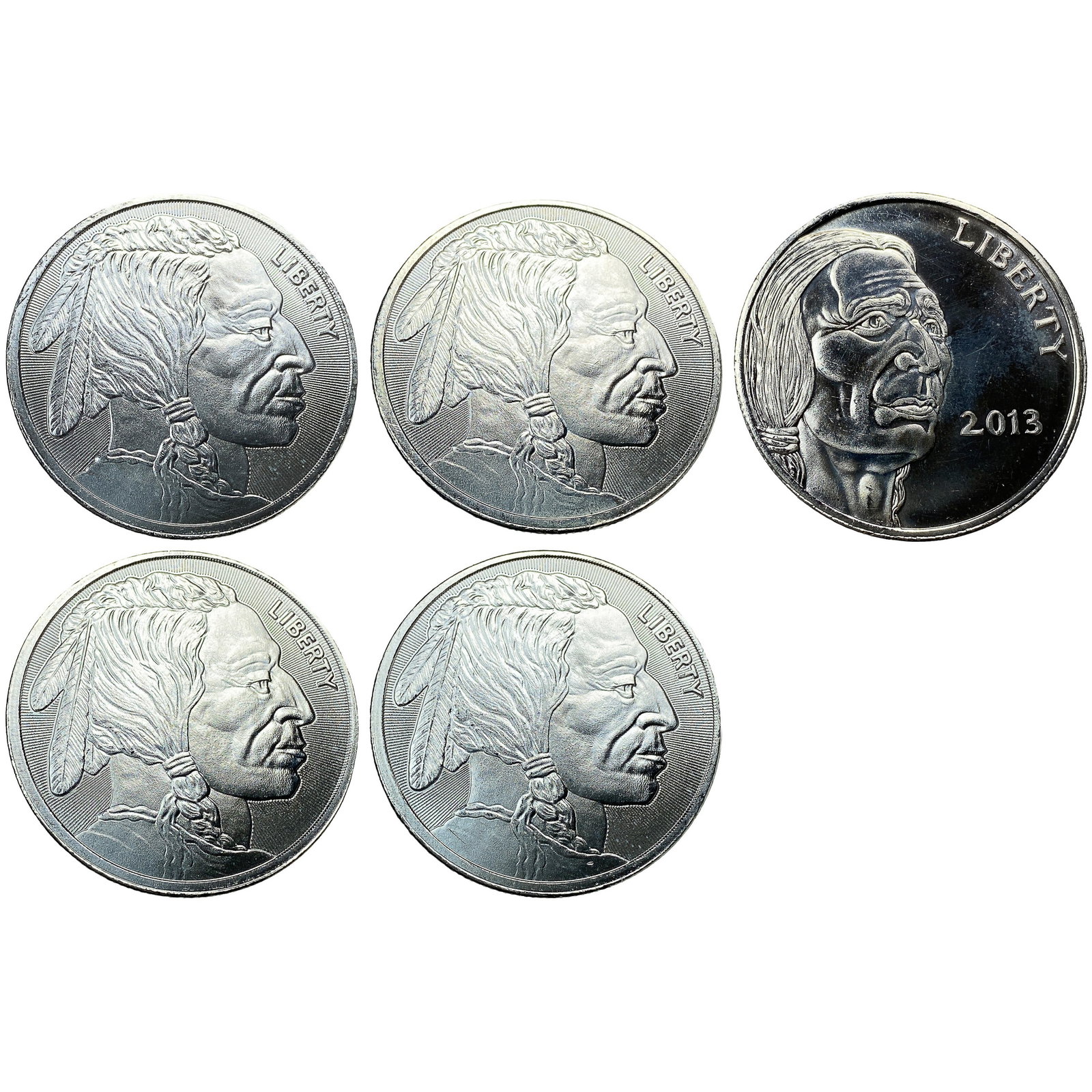 [5 Coins] Buffalo 1 oz Silver Coin (1 of 2)