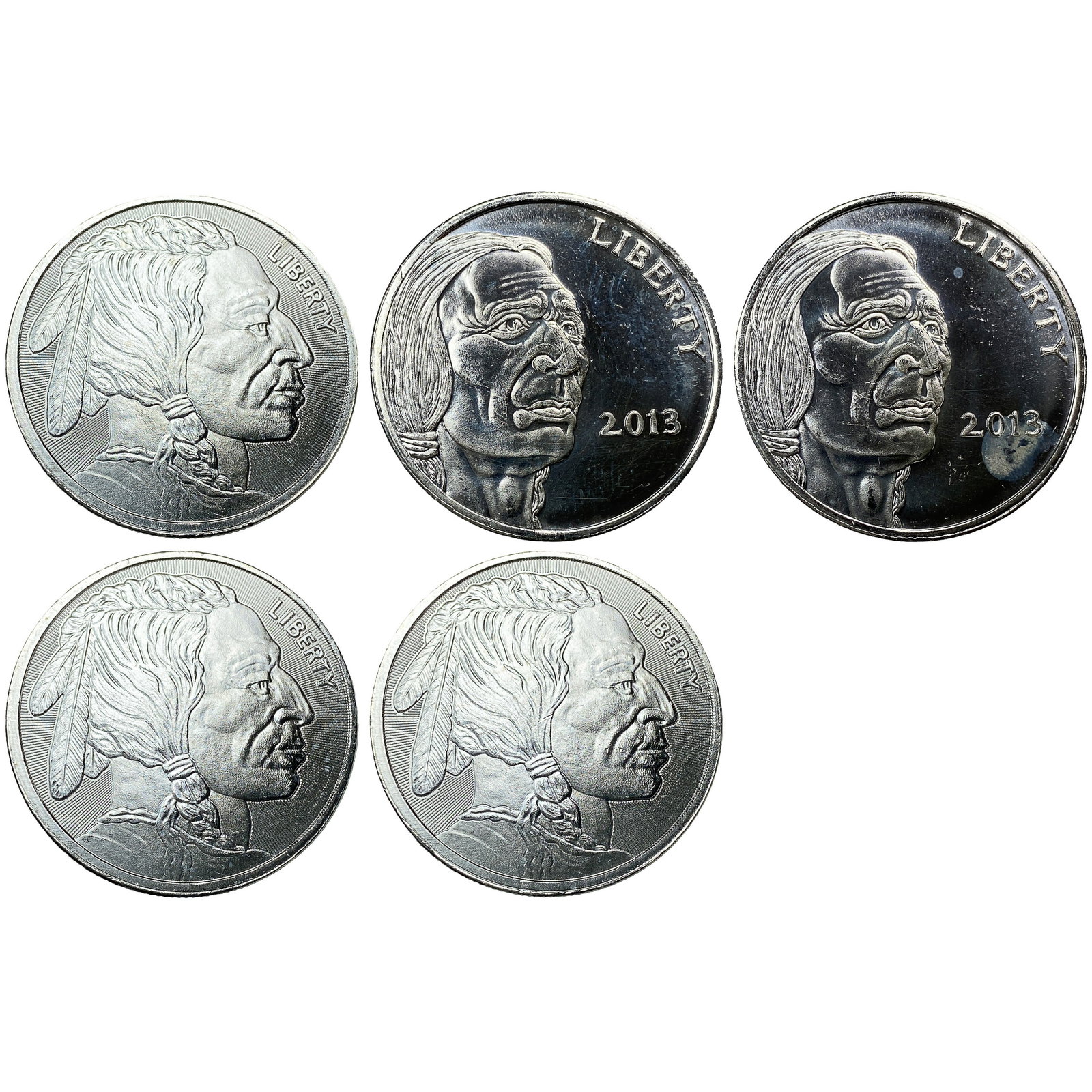 [5 Coins] 2013 Buffalo 1 oz Silver Coin (1 of 2)