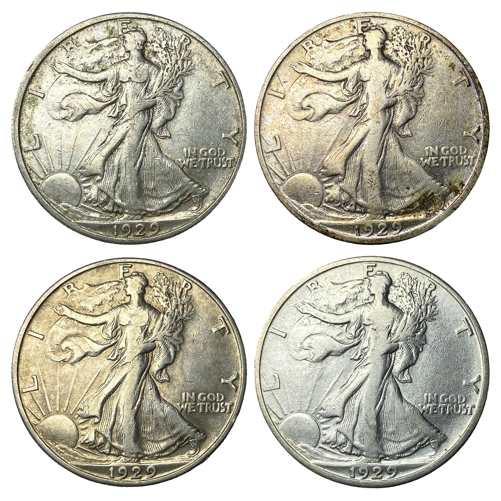 [4 Coins] 1929 Walking Liberty Half Dollar: [4 Coins] 1929 Walking Liberty Half Dollar