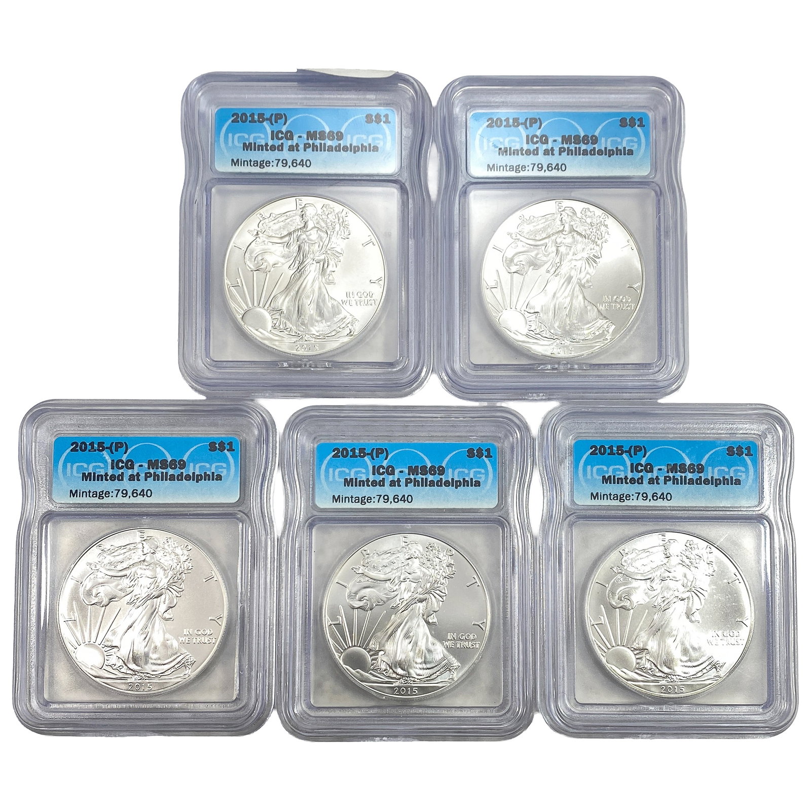 [5 Coins] 2015-P Silver Eagle ICG MS69 (1 of 2)