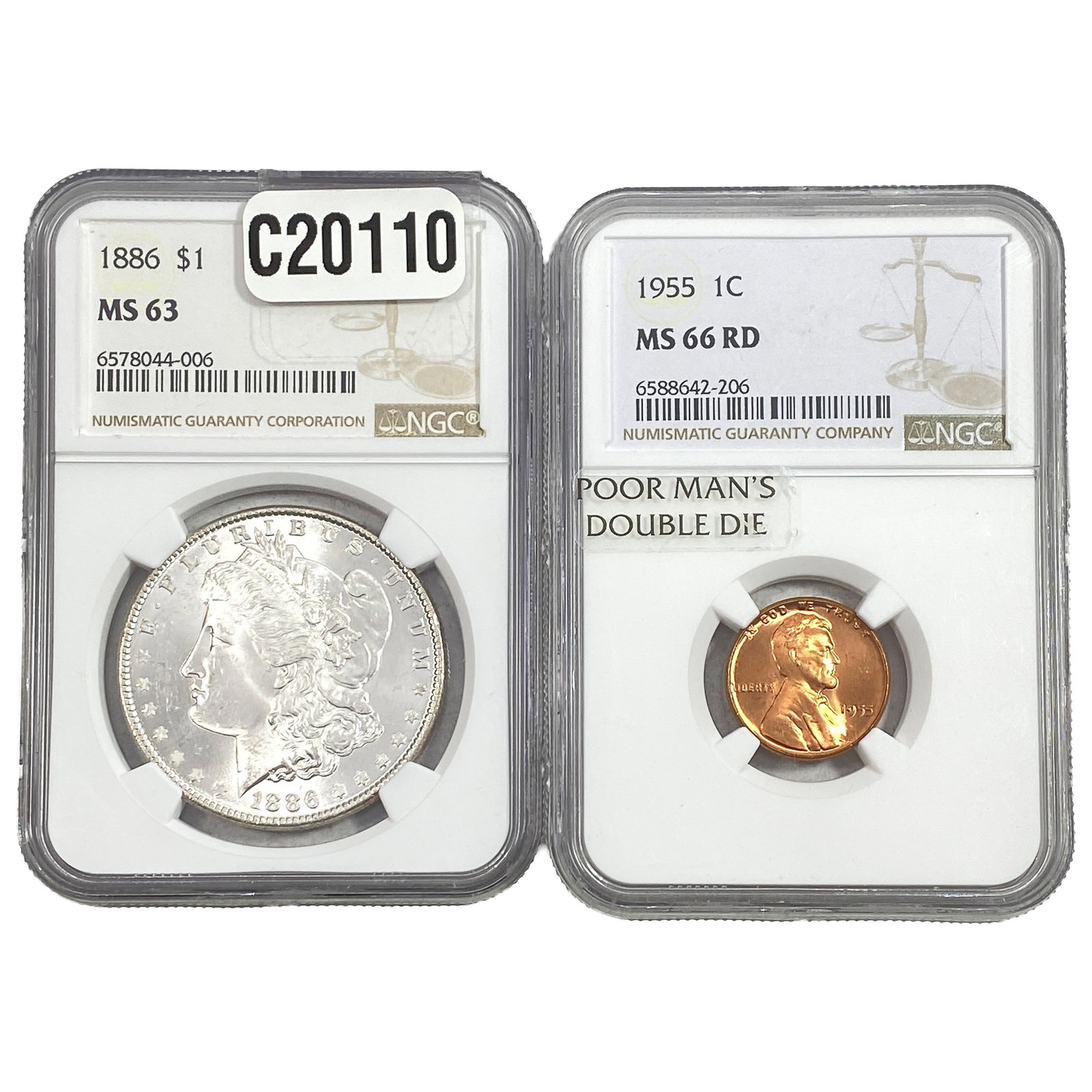 [2 CoinS] 1886-1955 Morgan $1 & Lincoln Wheat 1C (1 of 2)