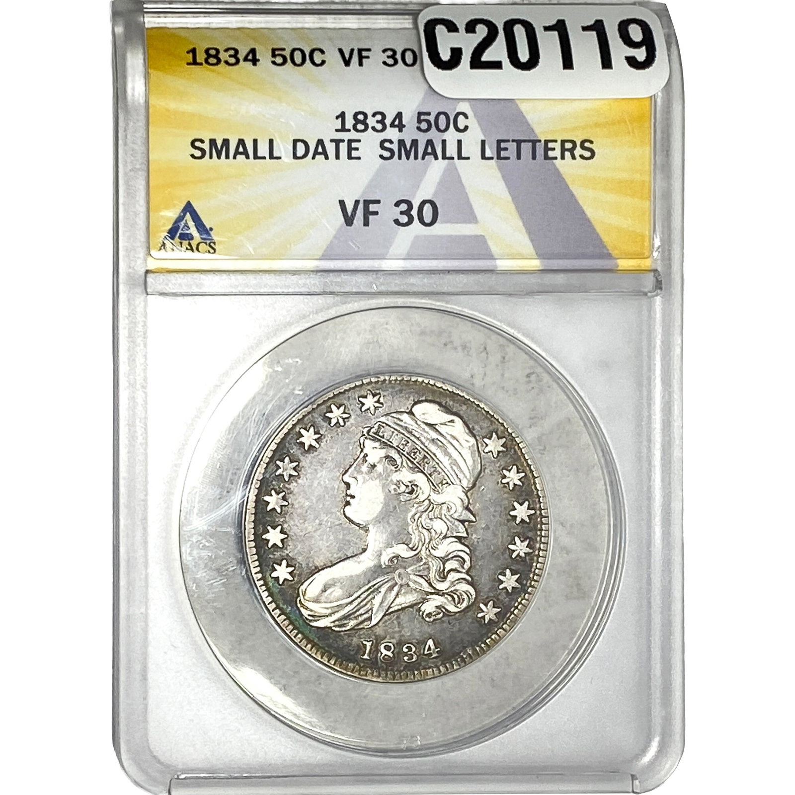 1834 Capped Bust Half Dollar ANACS VF30: 1834 Capped Bust Half Dollar ANACS VF30