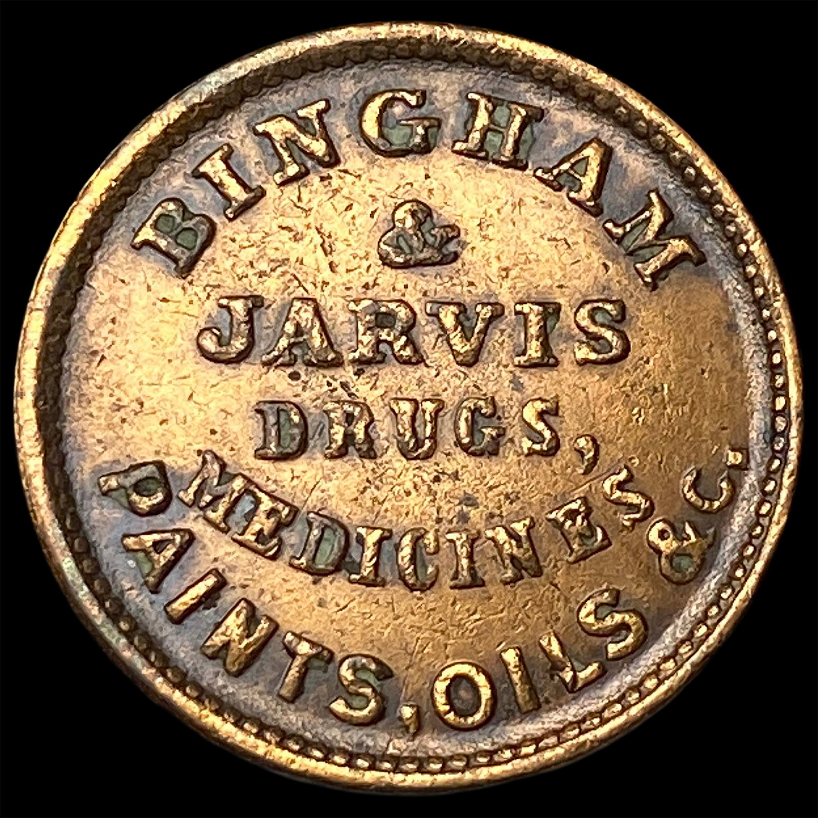 Civil War token from Bingham & Jarvis Cooperstown NY CLOSELY UNCIRCULATED (1 of 2)