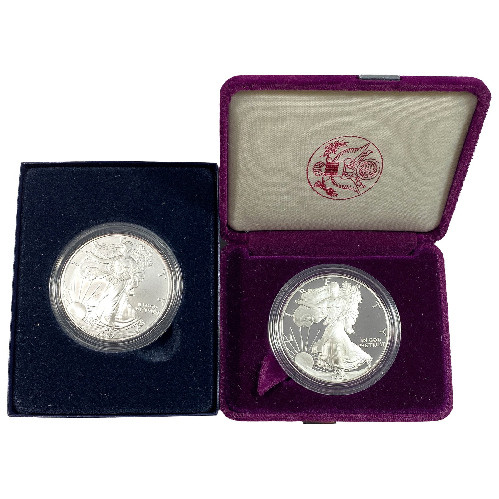 [2 Coins] 1992-2007 1 oz Silver Eagle & Proof Coins (1 of 3)