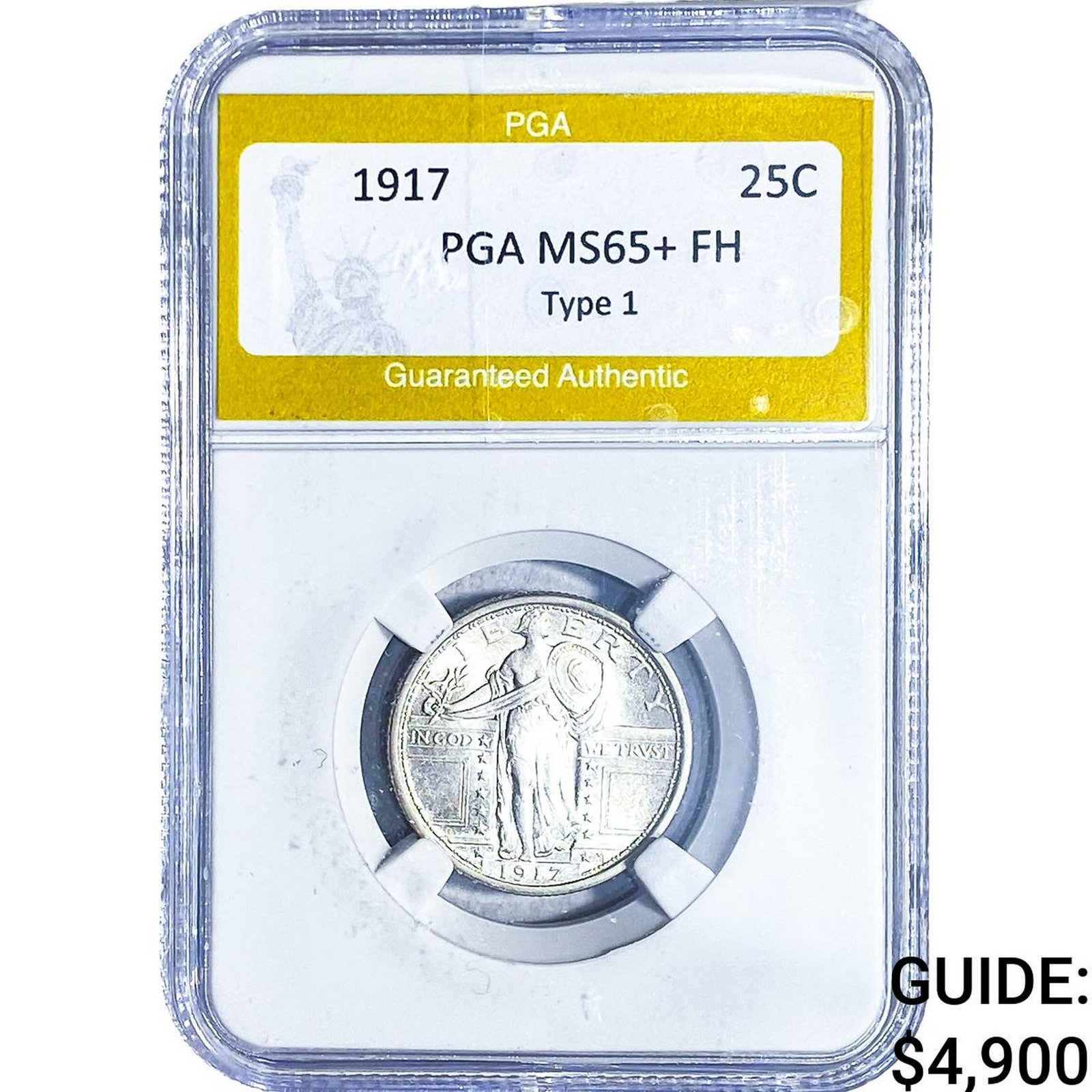 1917 Standing Liberty Quarter PGA MS65+ FH Type 1: 1917 Standing Liberty Quarter PGA MS65+ FH Type 1