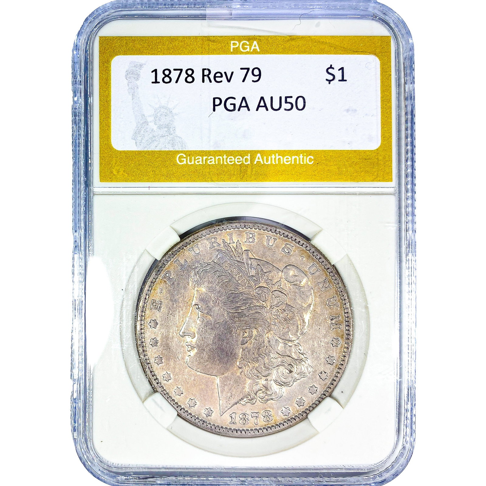1878 Rev 79 Morgan Silver Dollar PGA AU50: 1878 Rev 79 Morgan Silver Dollar PGA AU50