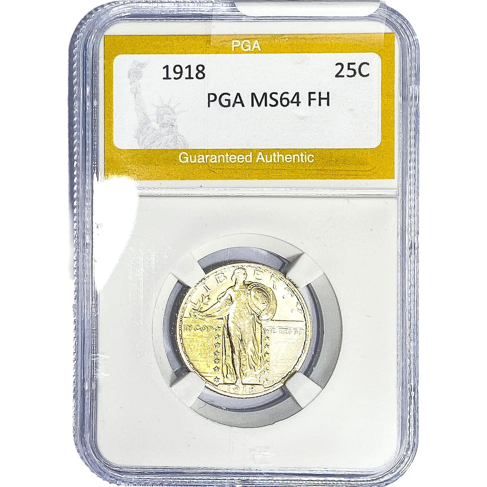 1918 Standing Liberty Quarter PGA MS64 FH: 1918 Standing Liberty Quarter PGA MS64 FH