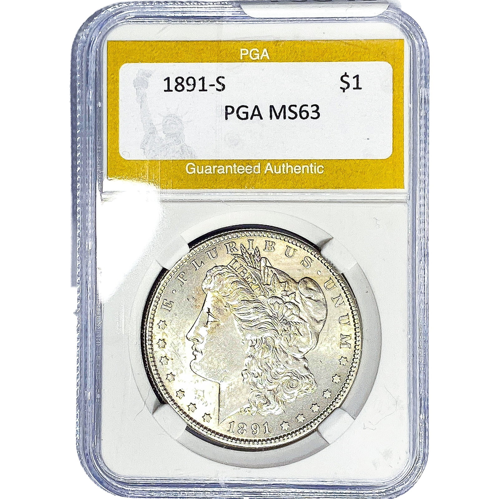 1891-S Morgan Silver Dollar PGA MS63: 1891-S Morgan Silver Dollar PGA MS63