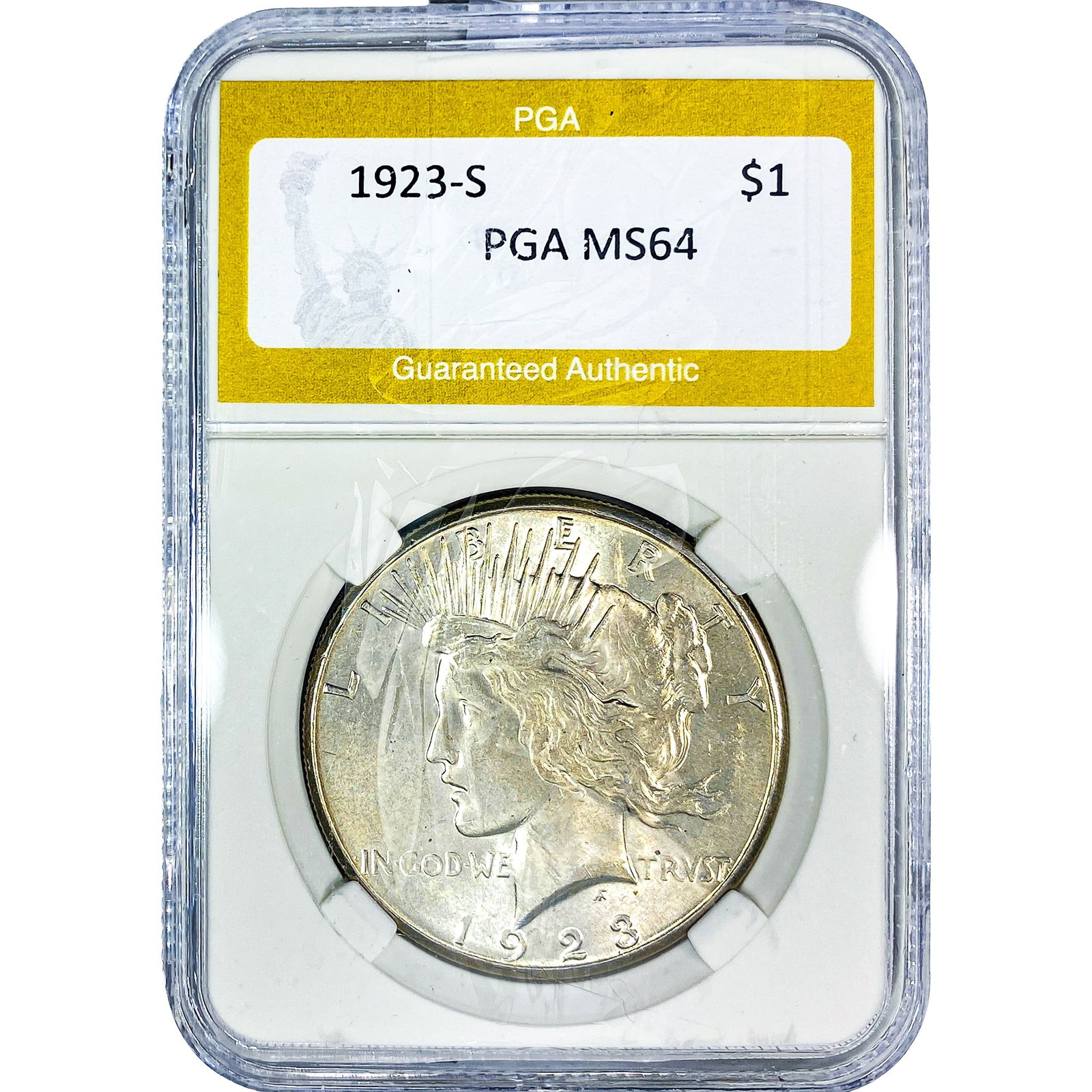 1923-S Silver Peace Dollar PGA MS64: 1923-S Silver Peace Dollar PGA MS64