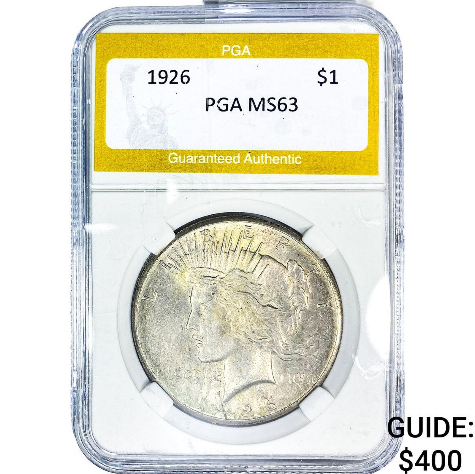 1926 Silver Peace Dollar PGA MS63: 1926 Silver Peace Dollar PGA MS63