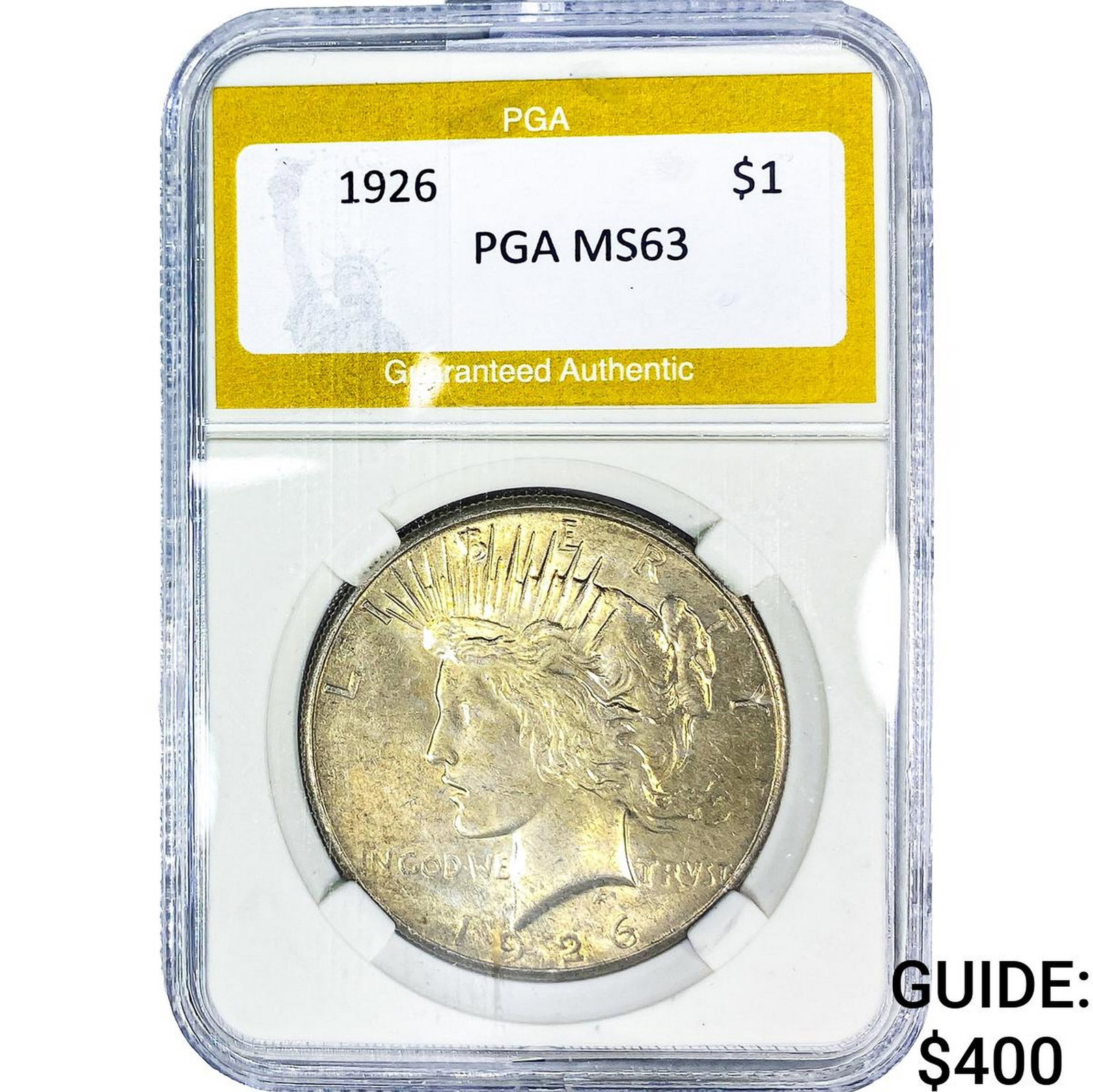 1926 Silver Peace Dollar PGA MS63: 1926 Silver Peace Dollar PGA MS63