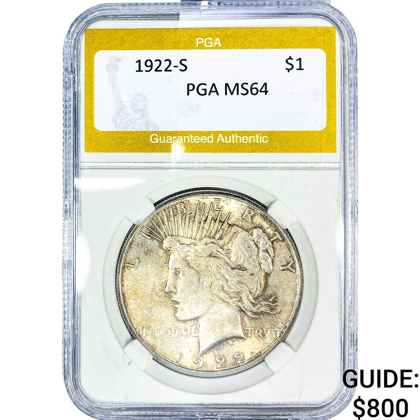 1922-S Silver Peace Dollar PGA MS64: 1922-S Silver Peace Dollar PGA MS64