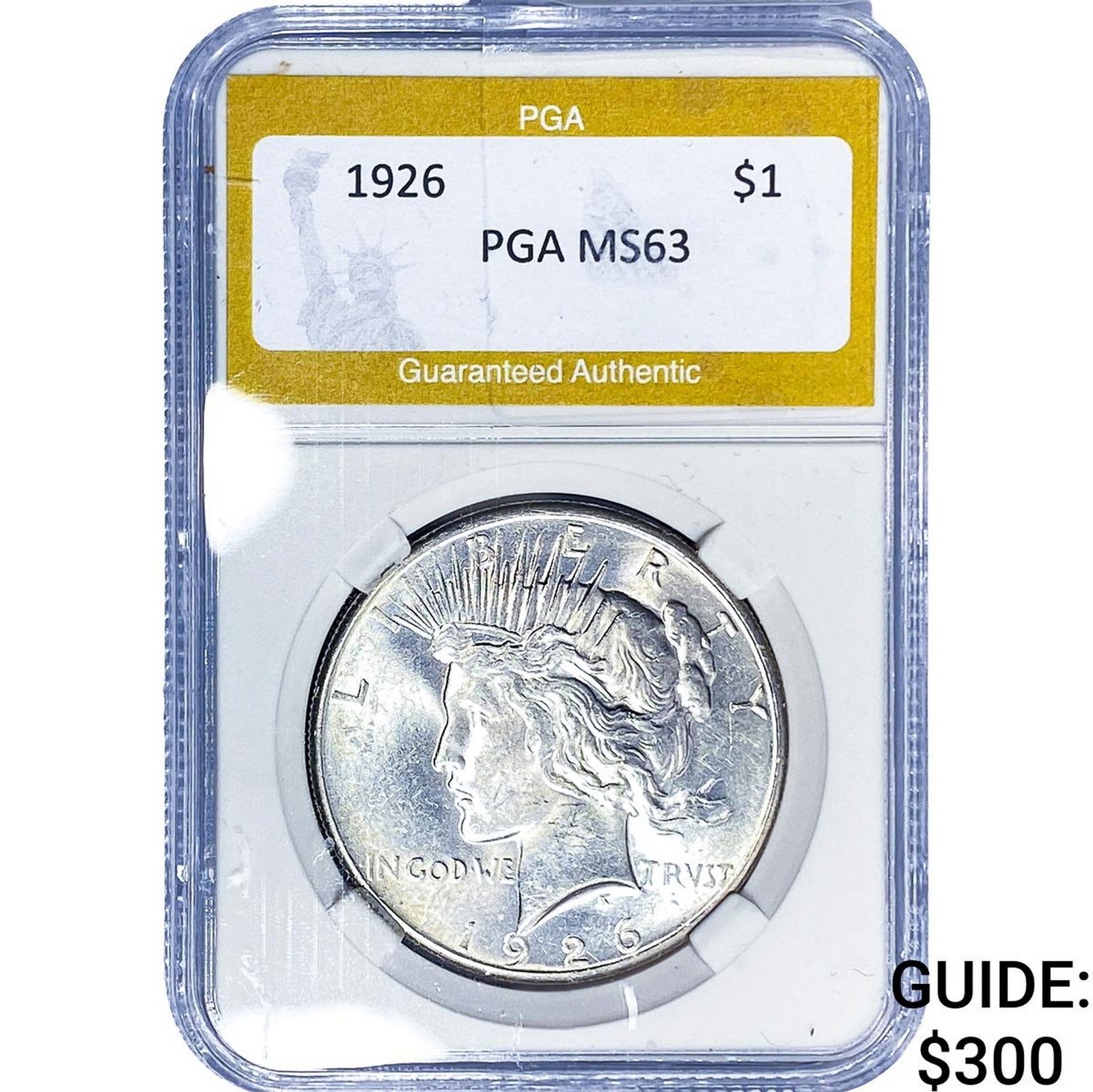 1926 Silver Peace Dollar PGA MS63: 1926 Silver Peace Dollar PGA MS63