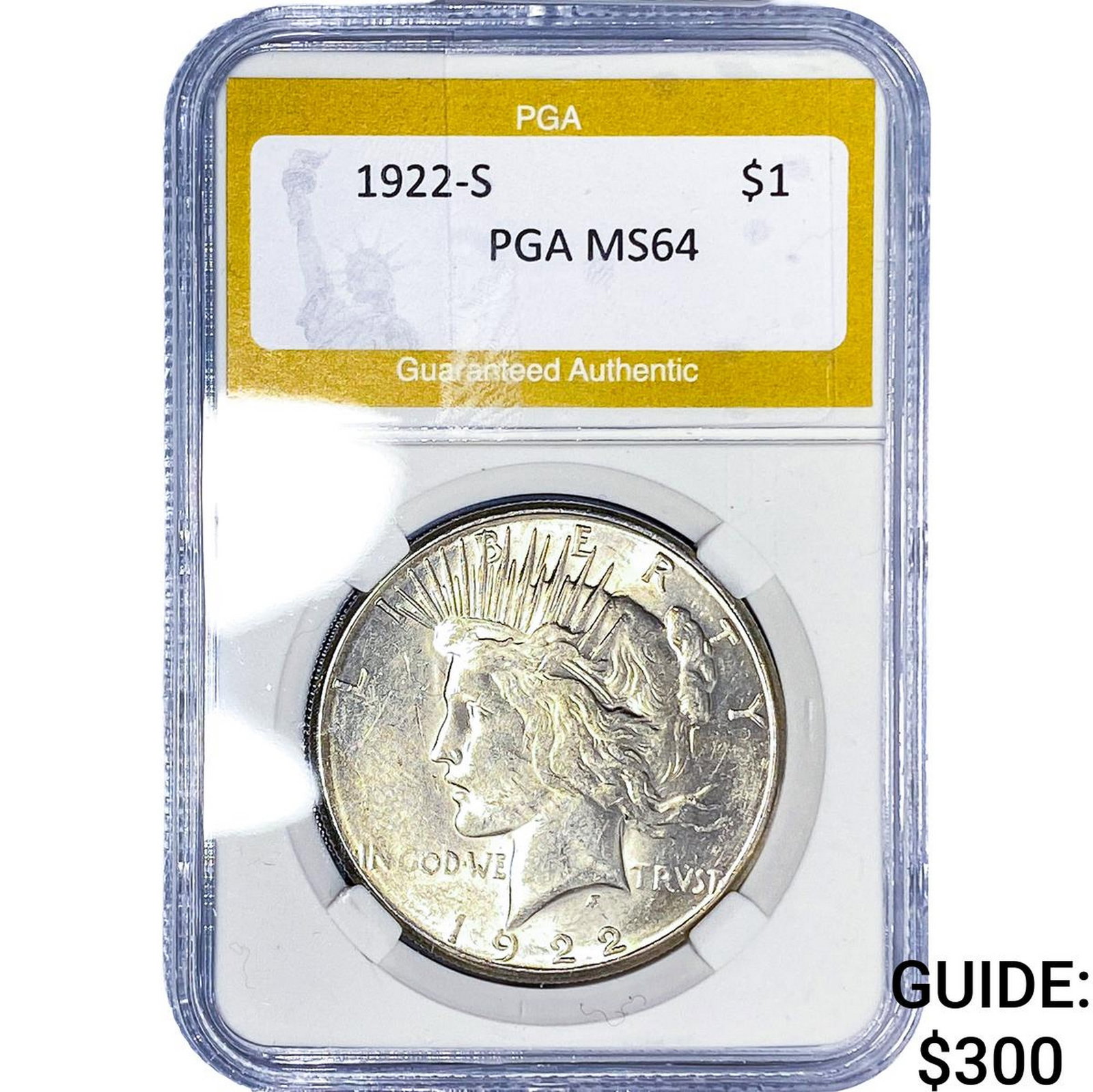1922-S Silver Peace Dollar PGA MS64: 1922-S Silver Peace Dollar PGA MS64