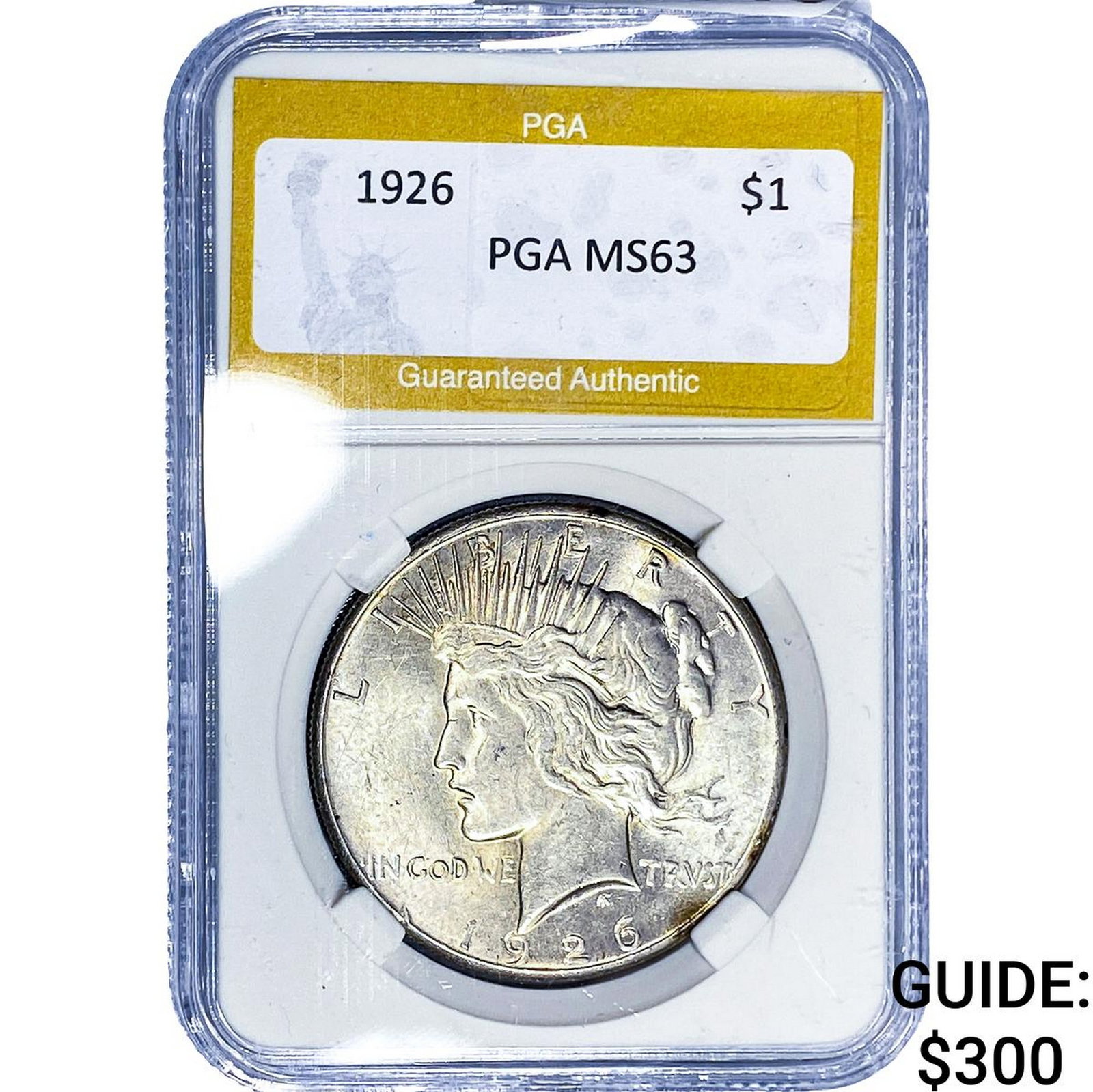 1926 Silver Peace Dollar PGA MS63: 1926 Silver Peace Dollar PGA MS63