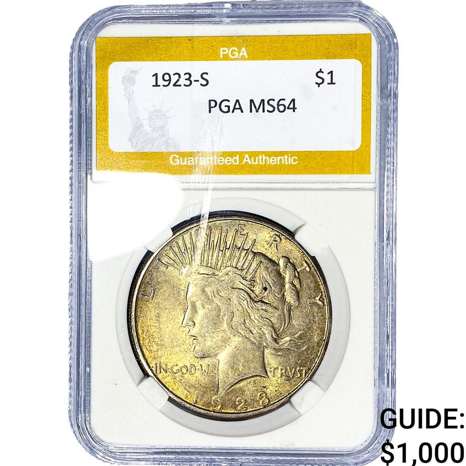 1923-S Silver Peace Dollar PGA MS64: 1923-S Silver Peace Dollar PGA MS64