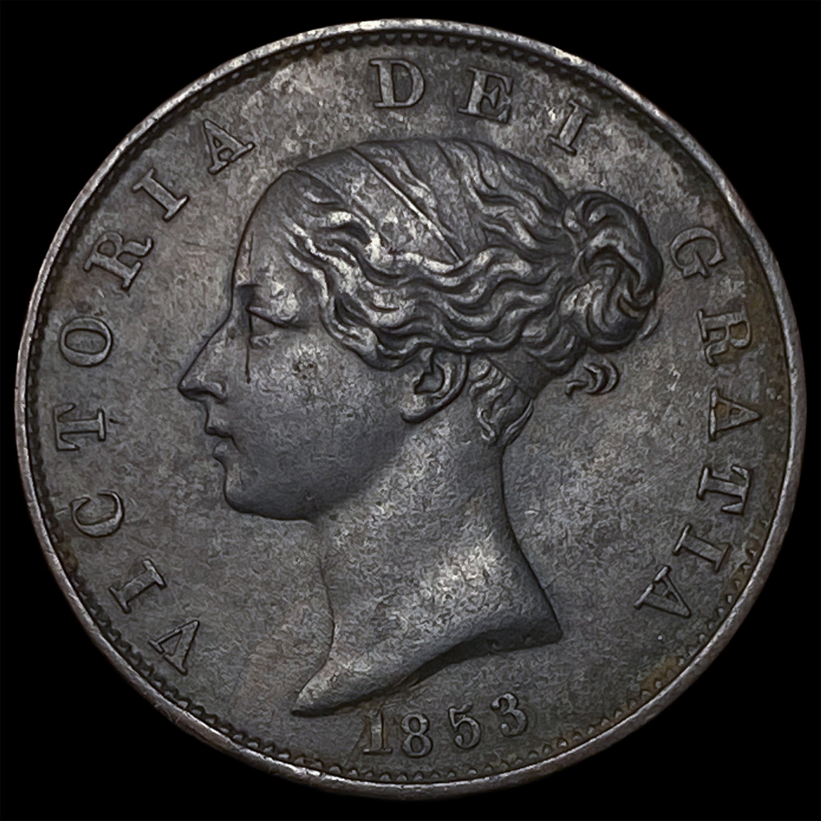 1853 Great Britain Copper 1/2 Penny KM 726: 1853 Great Britain Copper 1/2 Penny KM 726
