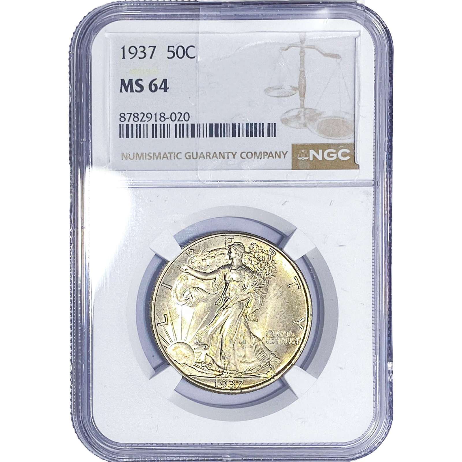 1937 Walking Liberty Half Dollar NGC MS64: 1937 Walking Liberty Half Dollar NGC MS64