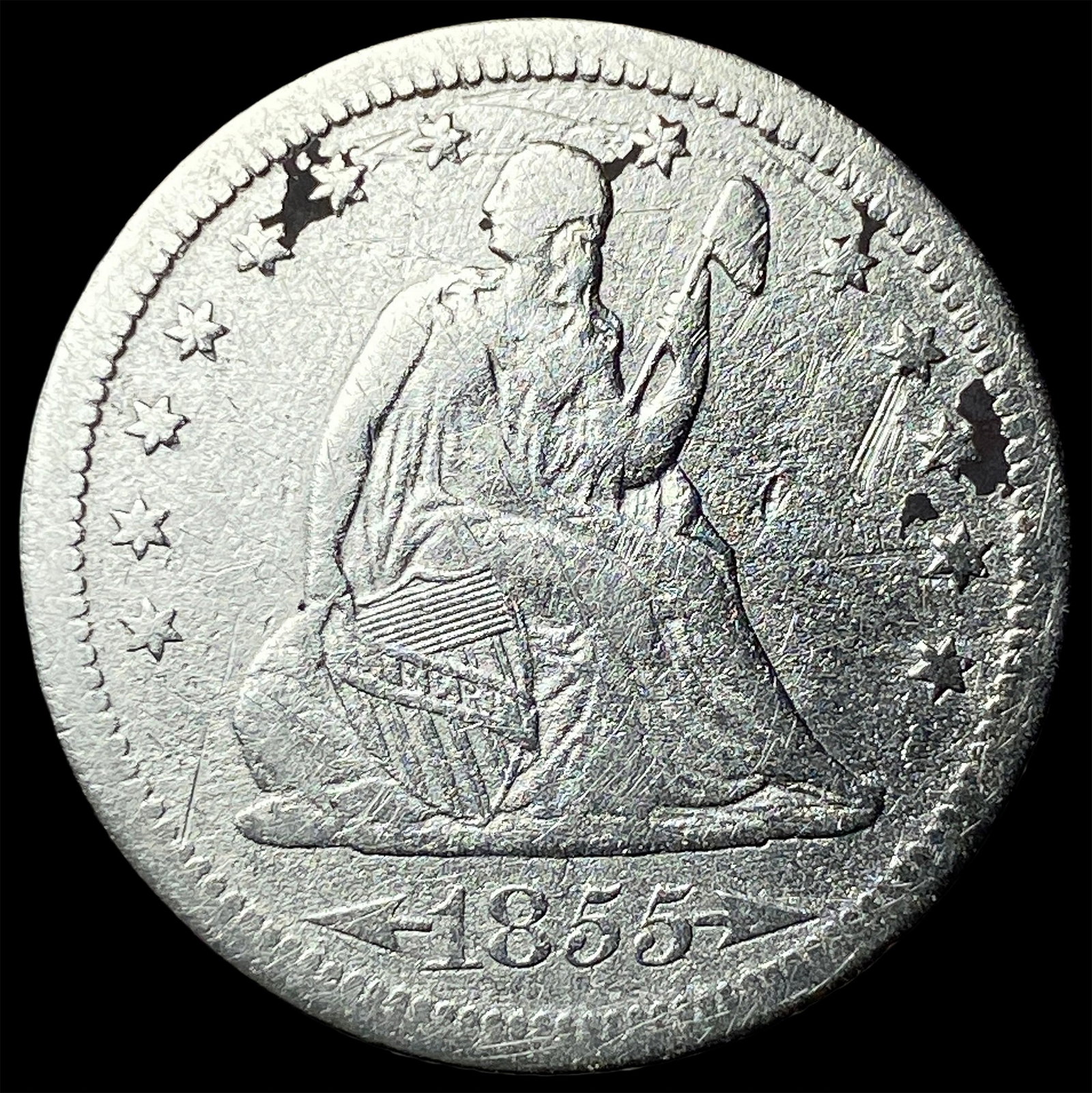 1855-S Arrows Silver Seated Liberty Quarter HIGH GRADE: 1855-S Arrows Silver Seated Liberty Quarter HIGH GRADE