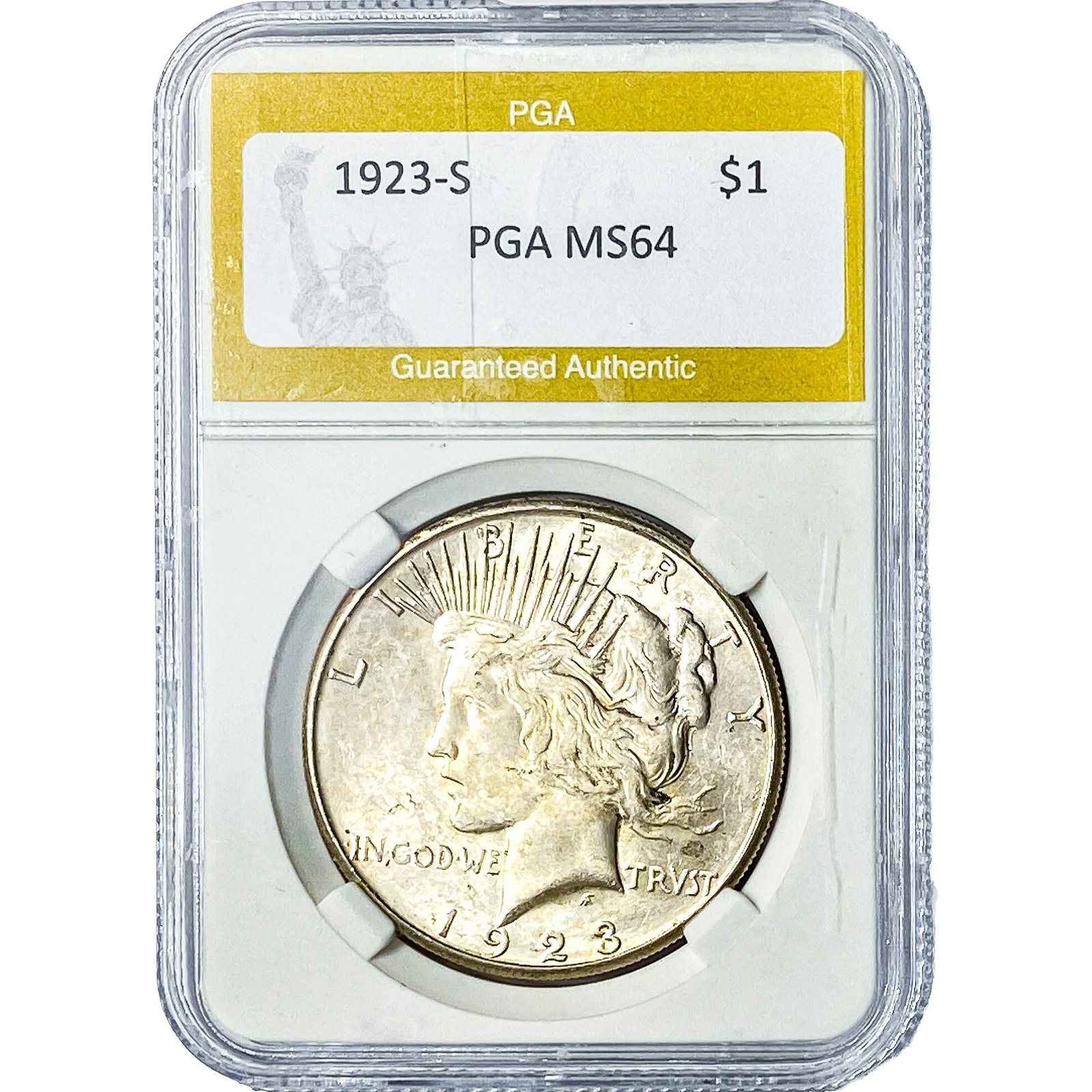 1923-S Silver Peace Dollar PGA MS64: 1923-S Silver Peace Dollar PGA MS64