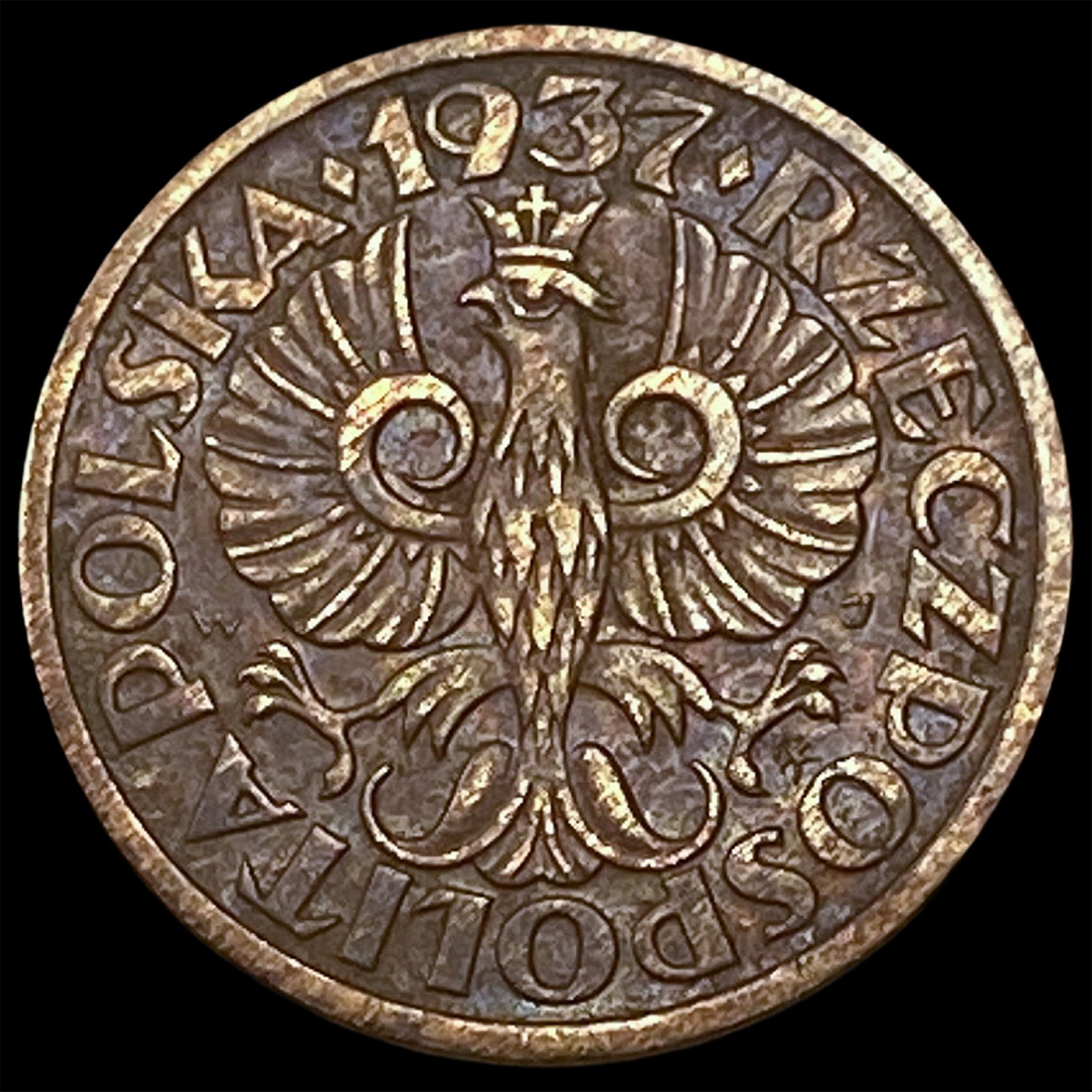 1937 Poland Bronze 1 Grosz KM 8A (1 of 2)