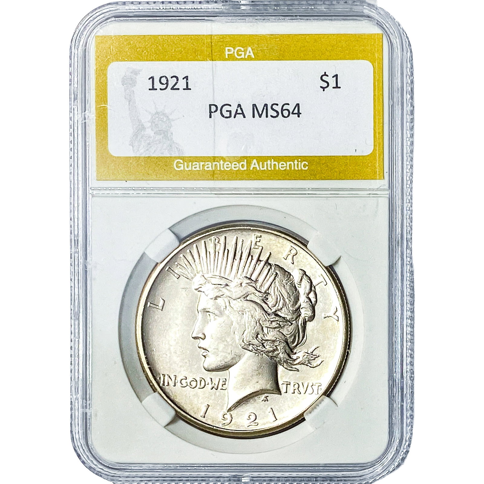 1921 Silver Peace Dollar PGA MS64: 1921 Silver Peace Dollar PGA MS64