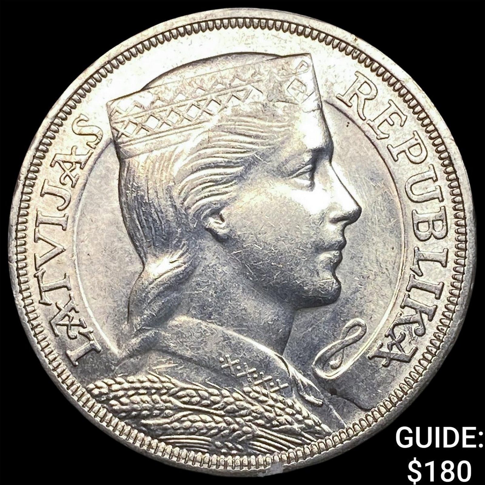 1931 Latvia Silver 5 Lati KM 9: 1931 Latvia Silver 5 Lati KM 9