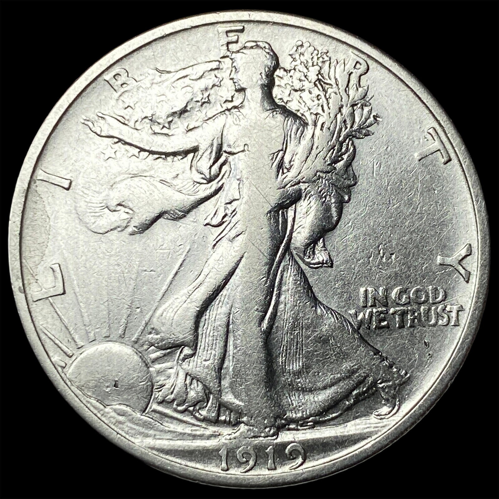 1919-S Silver Walking Liberty Half Dollar NEARLY UNCIRCULATED: 1919-S Silver Walking Liberty Half Dollar NEARLY UNCIRCULATED