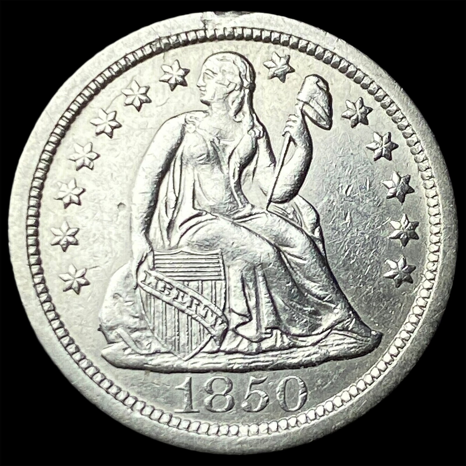 1850-O Silver Seated Liberty Dime CHOICE AU: 1850-O Silver Seated Liberty Dime CHOICE AU