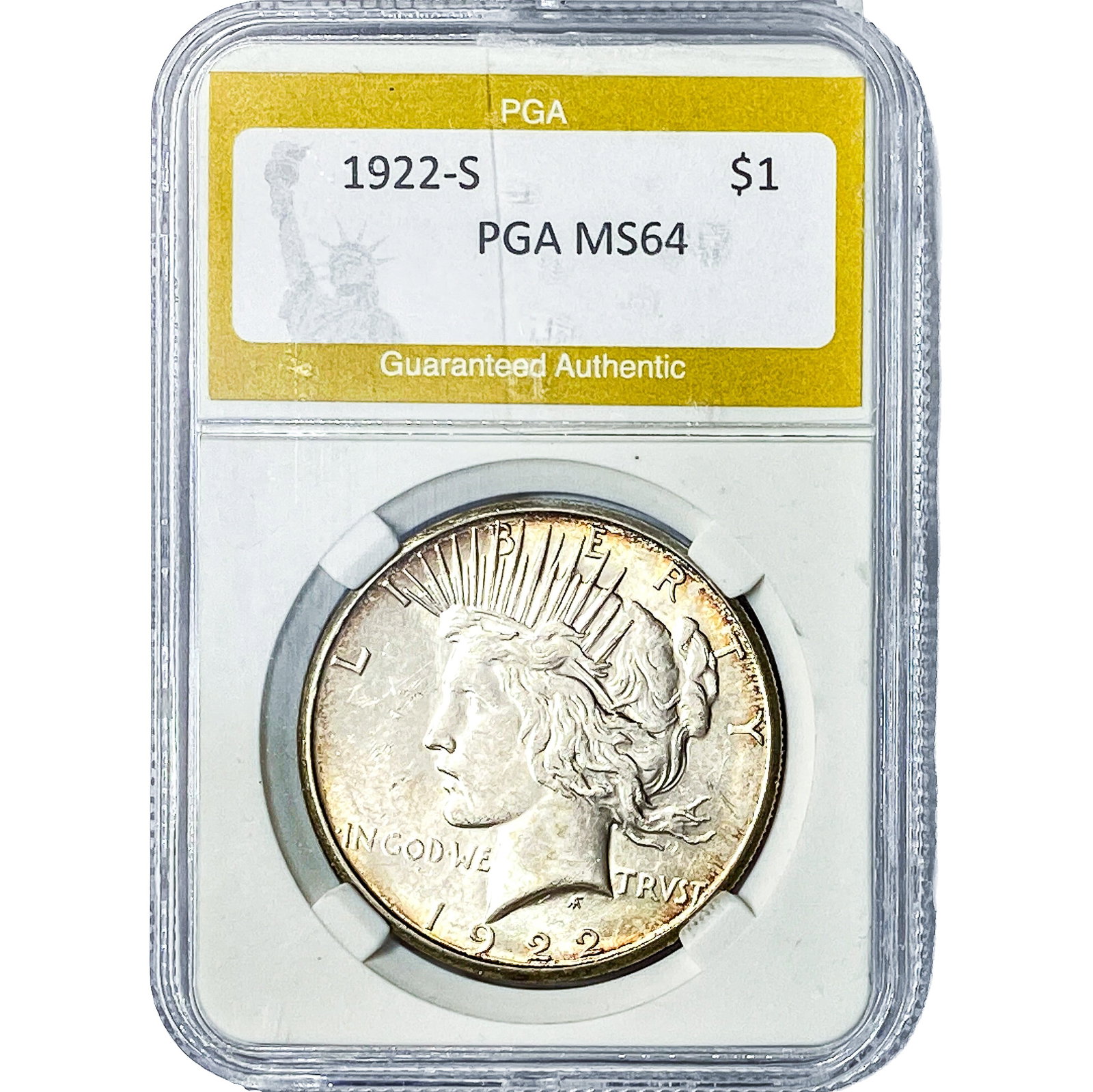1922-S Silver Peace Dollar PGA MS64: 1922-S Silver Peace Dollar PGA MS64