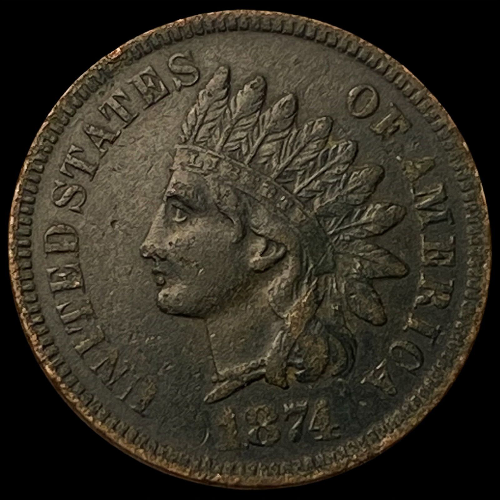 1874 Indian Head Cent CLOSELY UNCIRCULATED: 1874 Indian Head Cent CLOSELY UNCIRCULATED