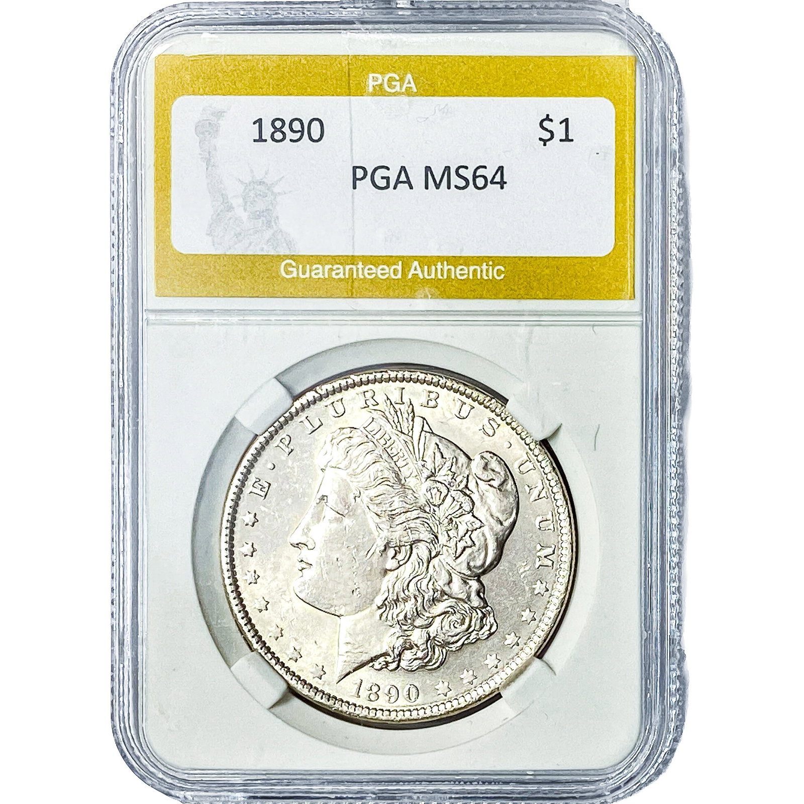 1890 Morgan Silver Dollar PGA MS64: 1890 Morgan Silver Dollar PGA MS64