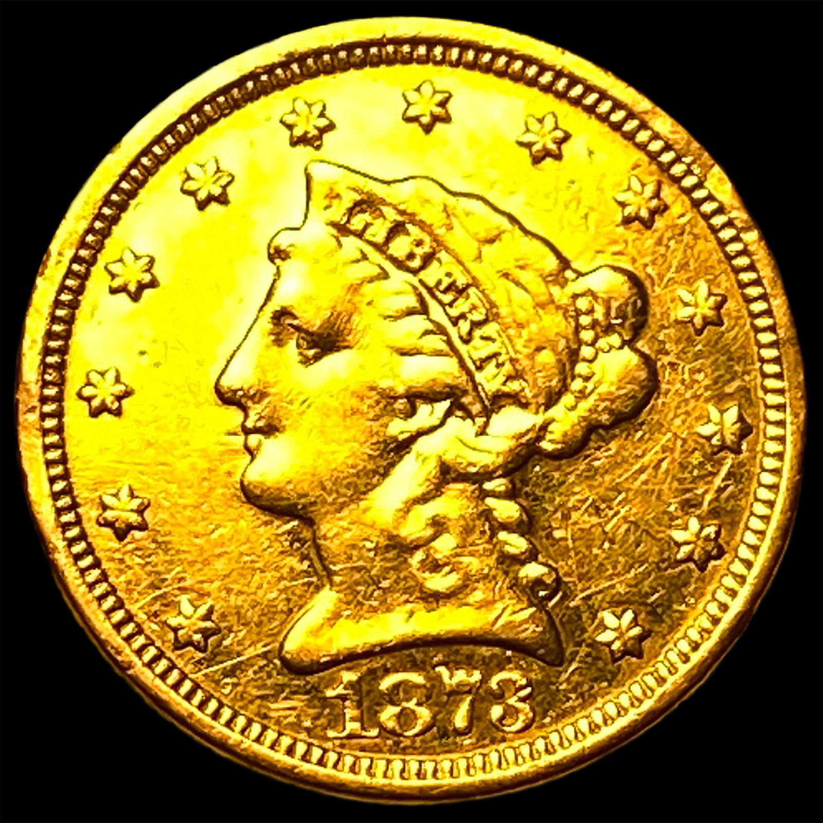 1873 Liberty Head Gold $2.50 Quarter Eagle CLOSELY UNCIRCULATED: 1873 Liberty Head Gold $2.50 Quarter Eagle CLOSELY UNCIRCULATED