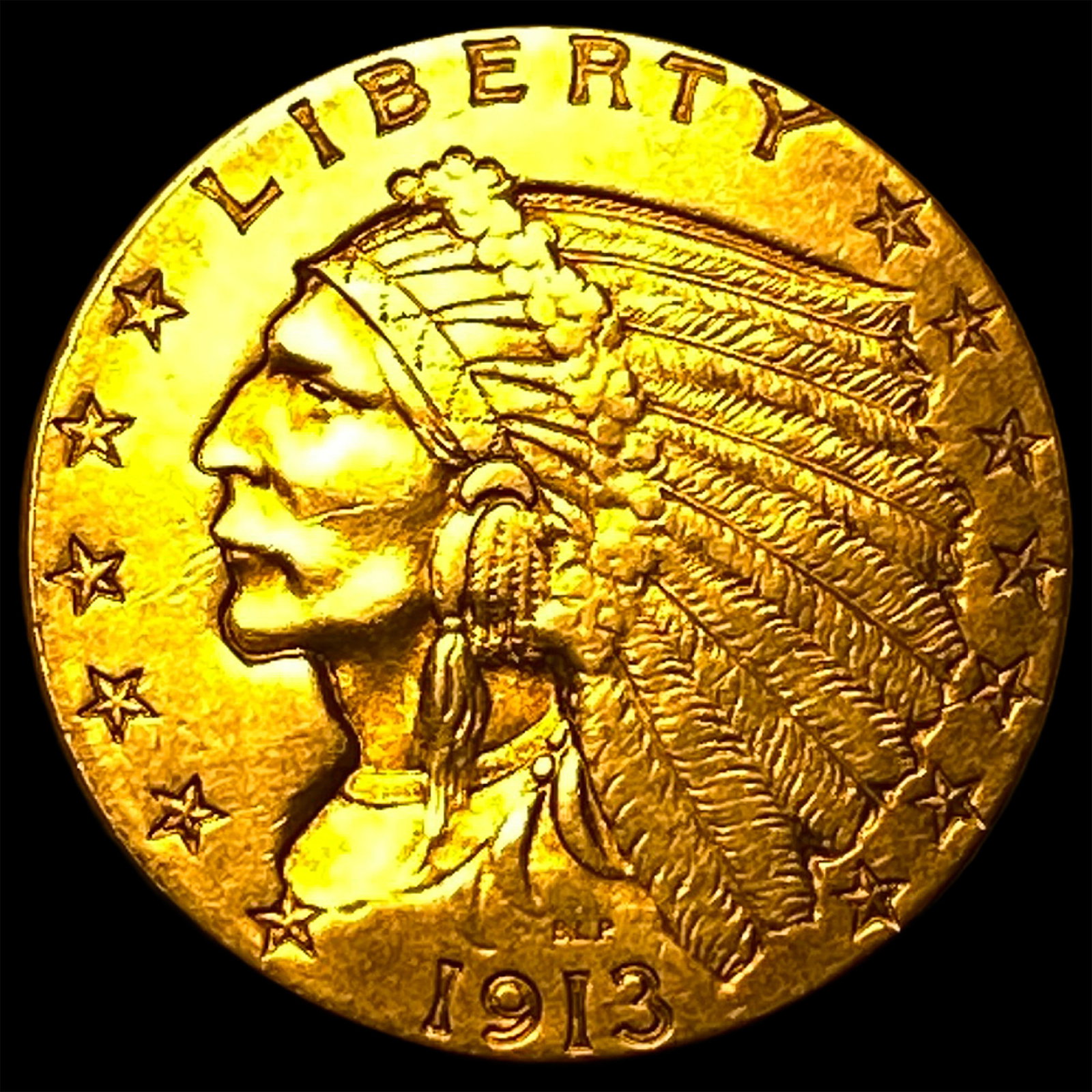 1913 Indian Head Gold $2.5 Quarter Eagle CHOICE AU: 1913 Indian Head Gold $2.5 Quarter Eagle CHOICE AU