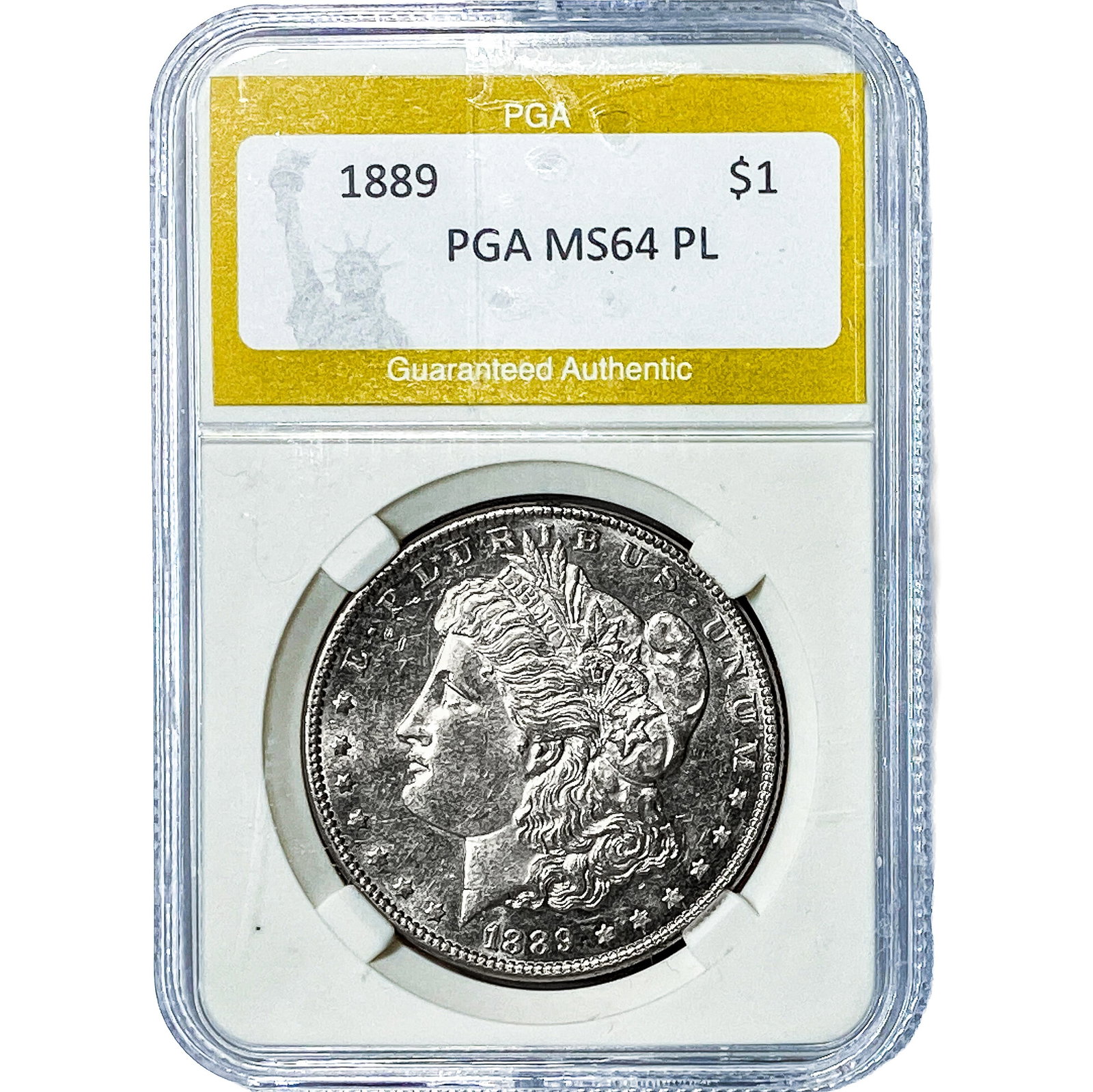 1889 Morgan Silver Dollar PGA MS64 PL: 1889 Morgan Silver Dollar PGA MS64 PL