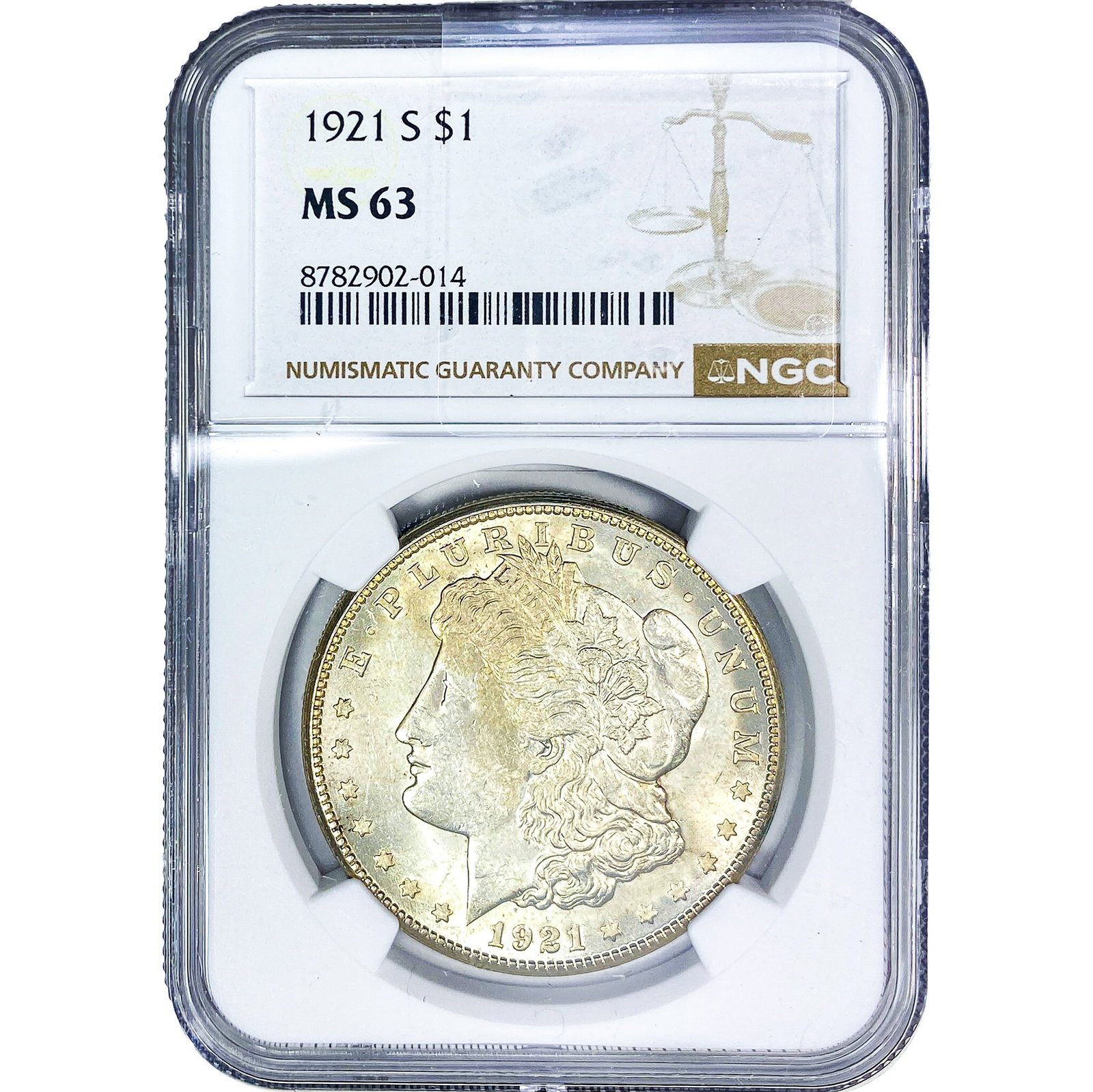 1921-S Morgan Silver Dollar NGC MS63: 1921-S Morgan Silver Dollar NGC MS63