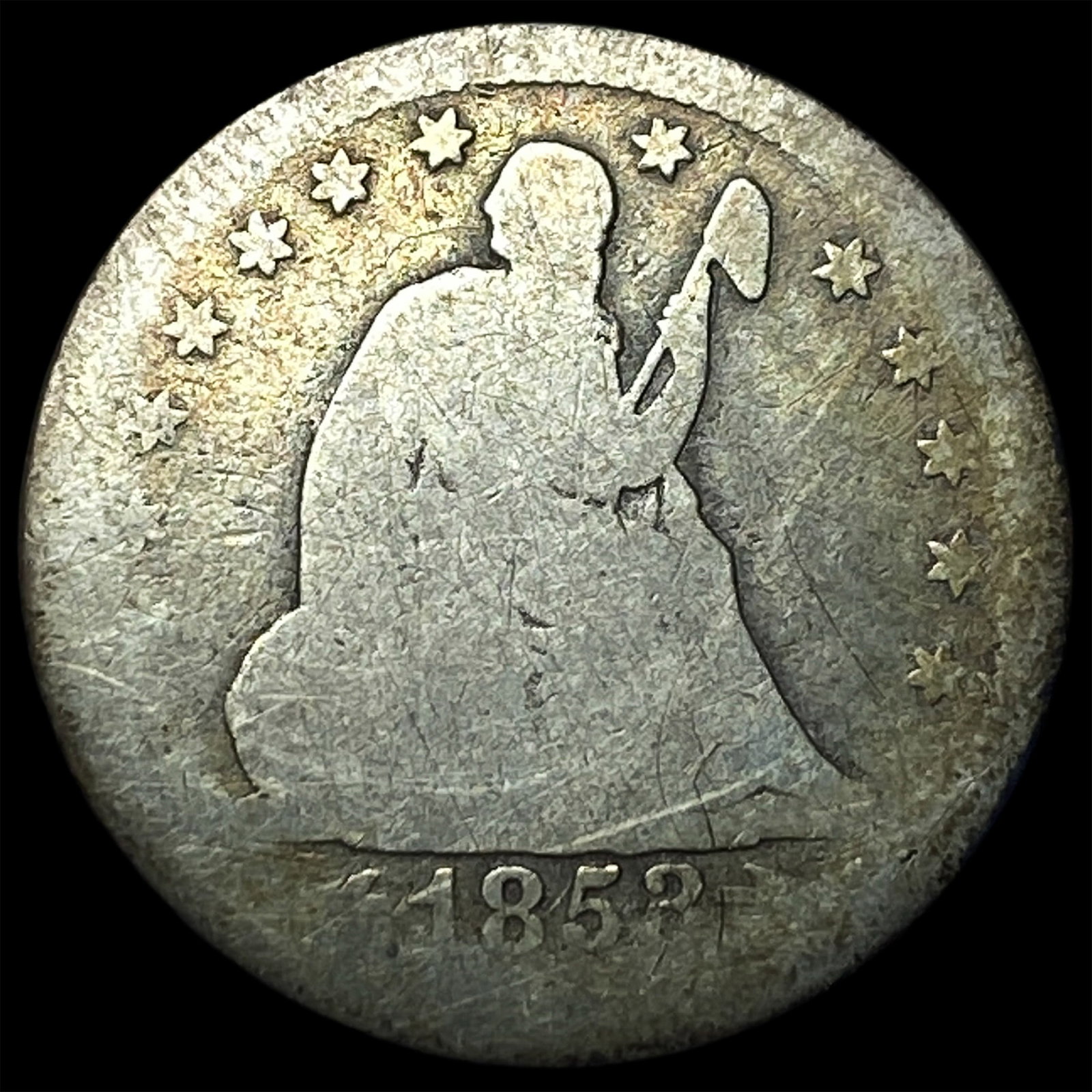 1853 Arrows/Rays Silver Seated Liberty Quarter NICELY CIRCULATED: 1853 Arrows/Rays Silver Seated Liberty Quarter NICELY CIRCULATED