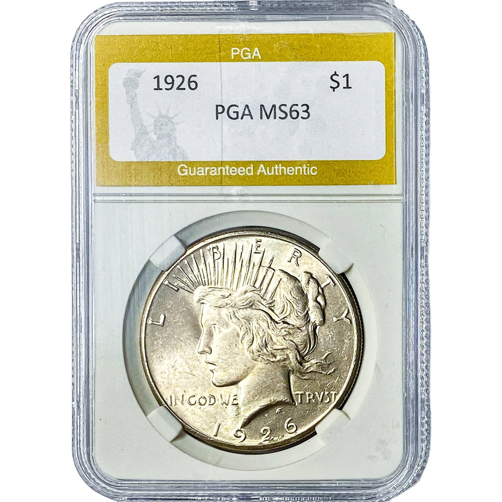 1926 Silver Peace Dollar PGA MS63: 1926 Silver Peace Dollar PGA MS63
