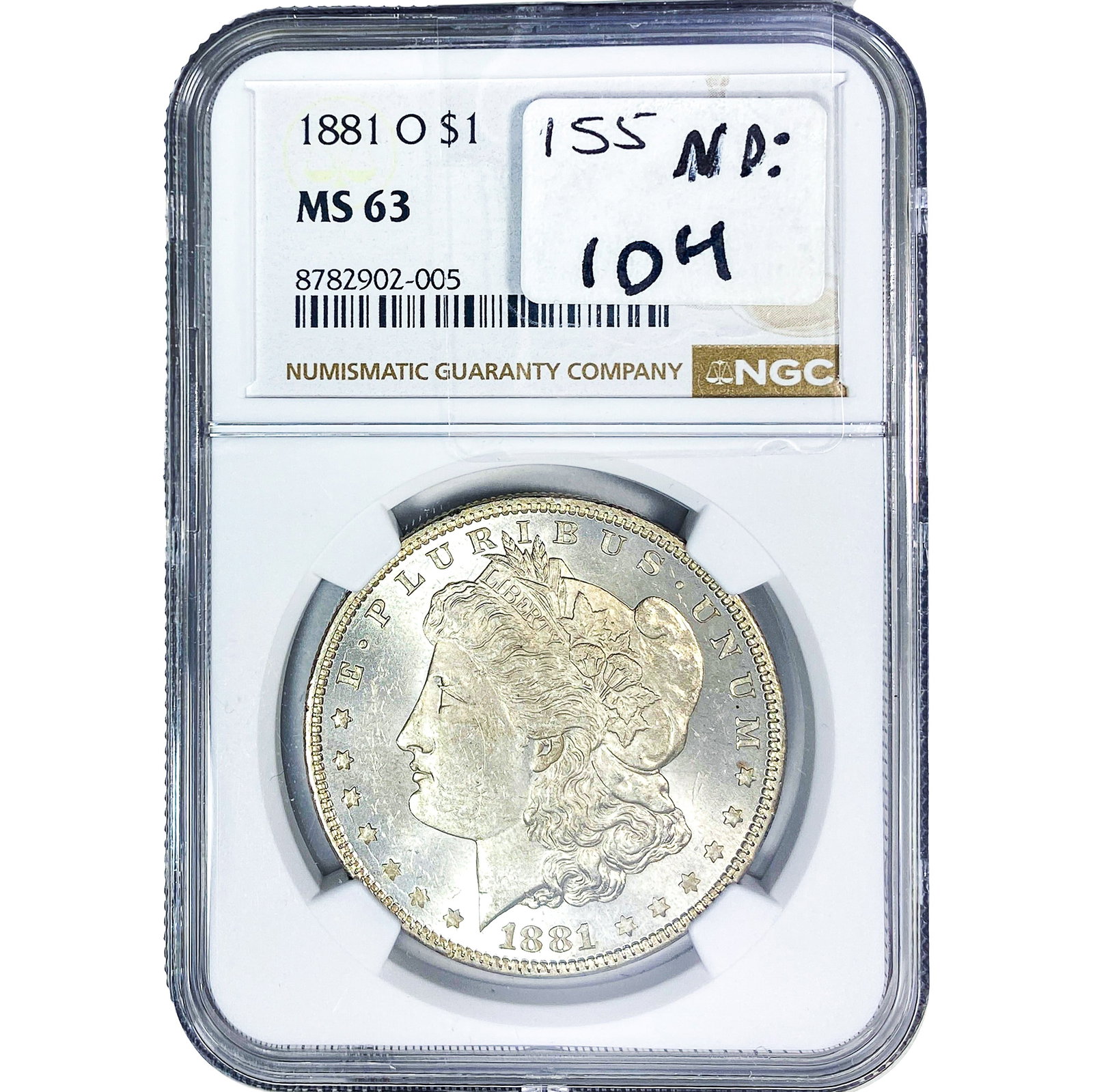 1881-O Morgan Silver Dollar NGC MS63: 1881-O Morgan Silver Dollar NGC MS63