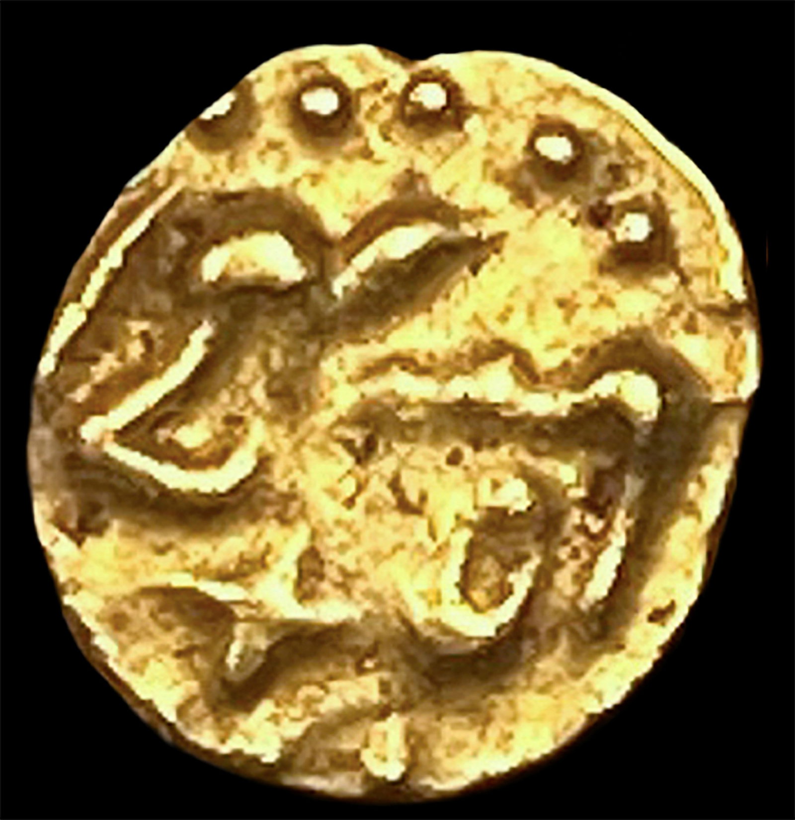 1748-1754 Mughal Ahmad Shah Bahadur Gold 1/2 Fanam: 1748-1754 Mughal Ahmad Shah Bahadur Gold 1/2 Fanam
