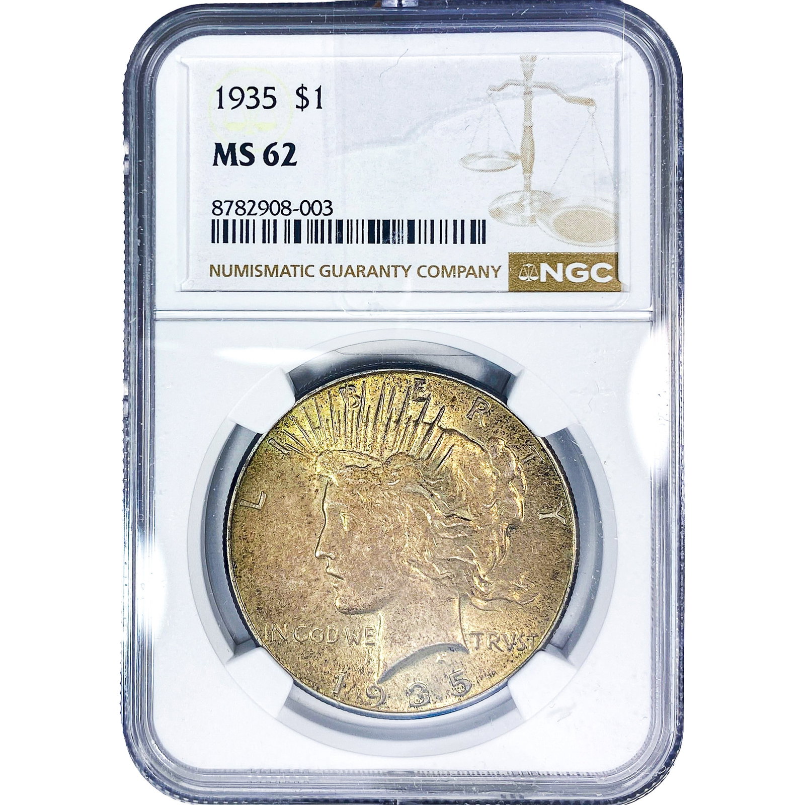 1935 Silver Peace Dollar NGC MS62: 1935 Silver Peace Dollar NGC MS62