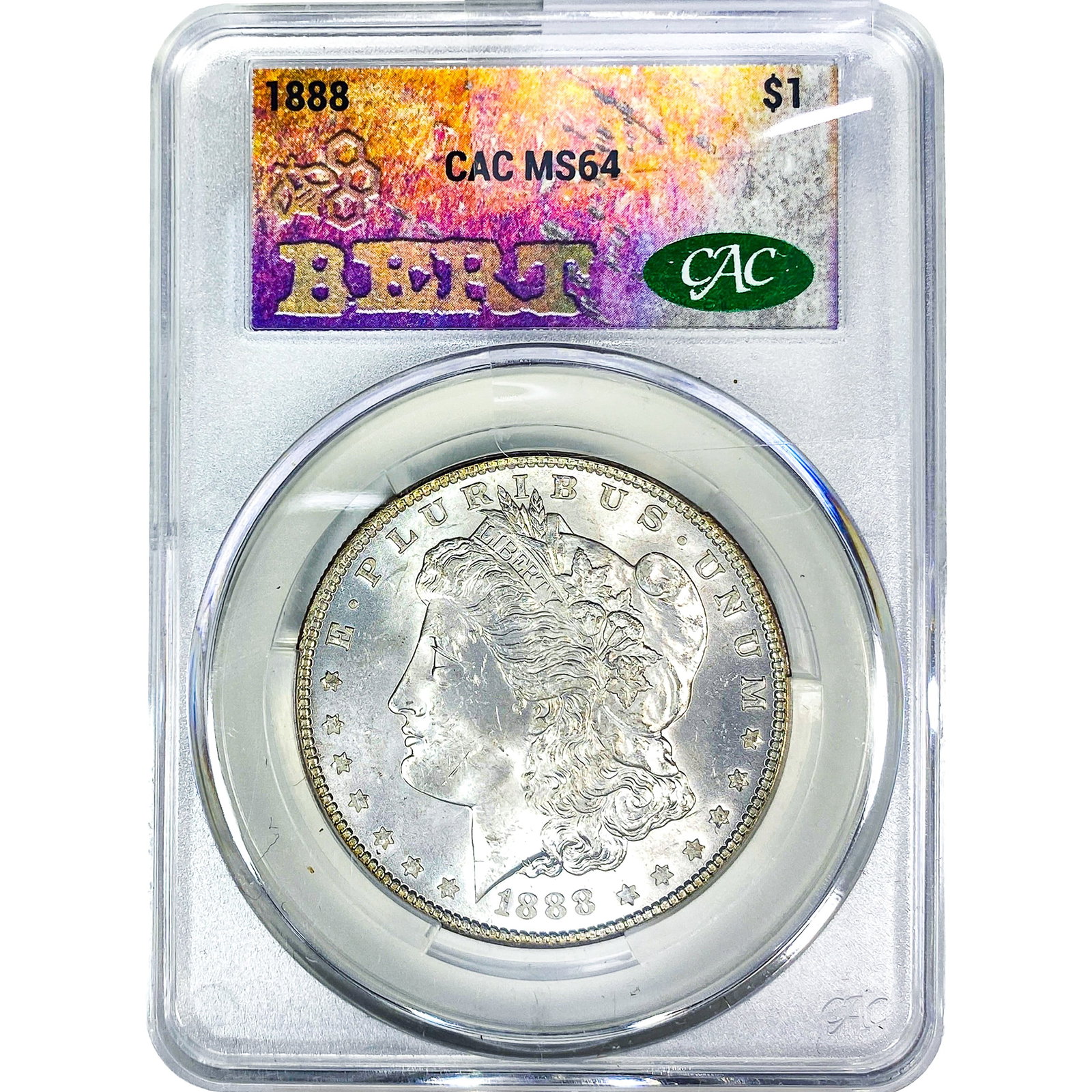1888 Morgan Silver Dollar CAC MS64: 1888 Morgan Silver Dollar CAC MS64