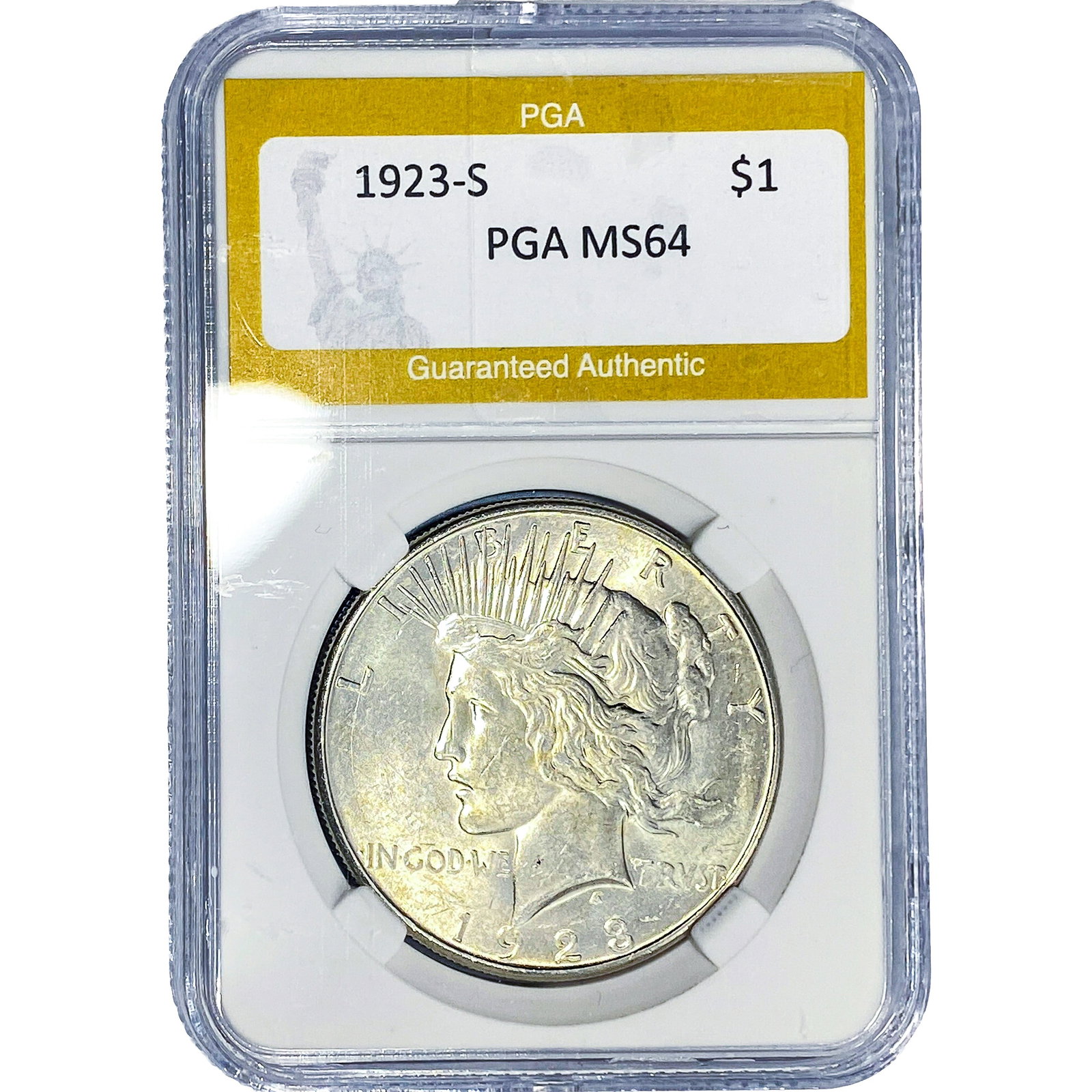 1923-S Silver Peace Dollar PGA MS64: 1923-S Silver Peace Dollar PGA MS64